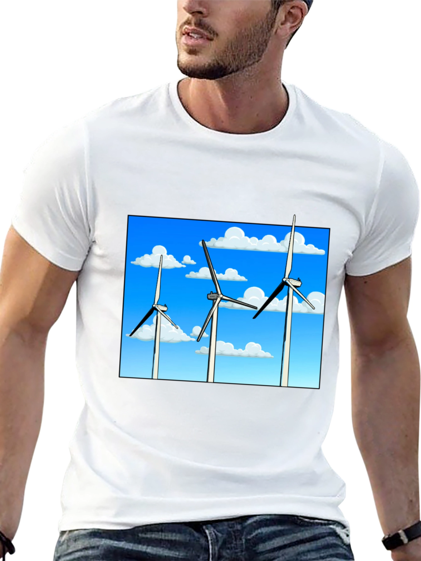 Wind Turbine Graphic Tee - Sustainable Energy Shirt