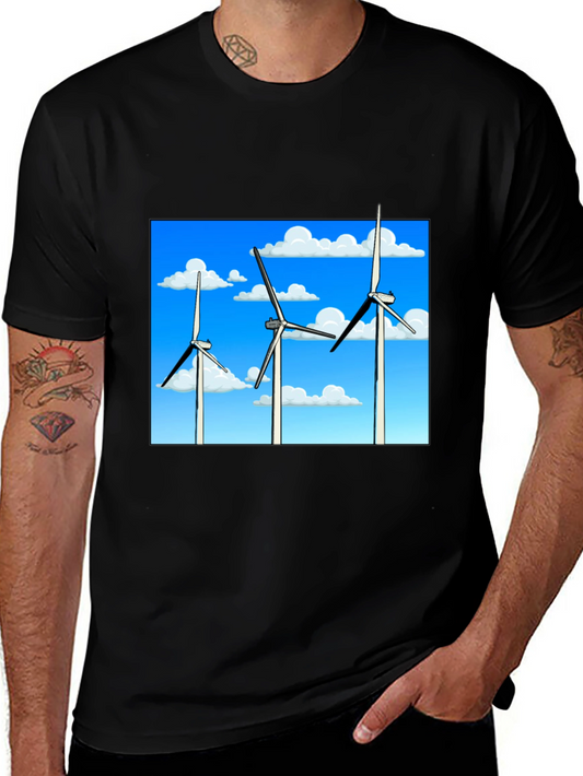 Wind Turbine Graphic Tee - Sustainable Energy Shirt