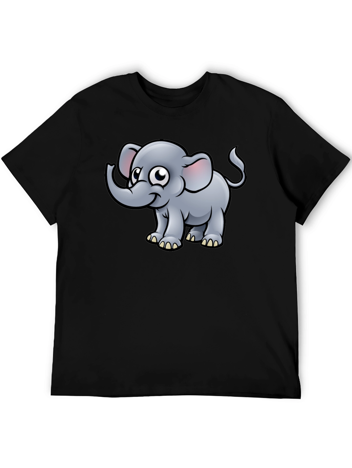 Cartoon Elephant Black T-Shirt
