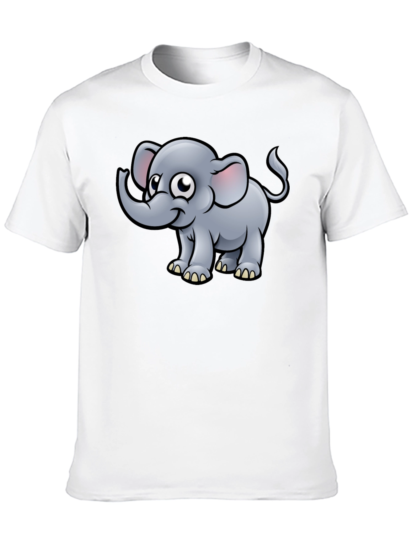 Cartoon Elephant Black T-Shirt