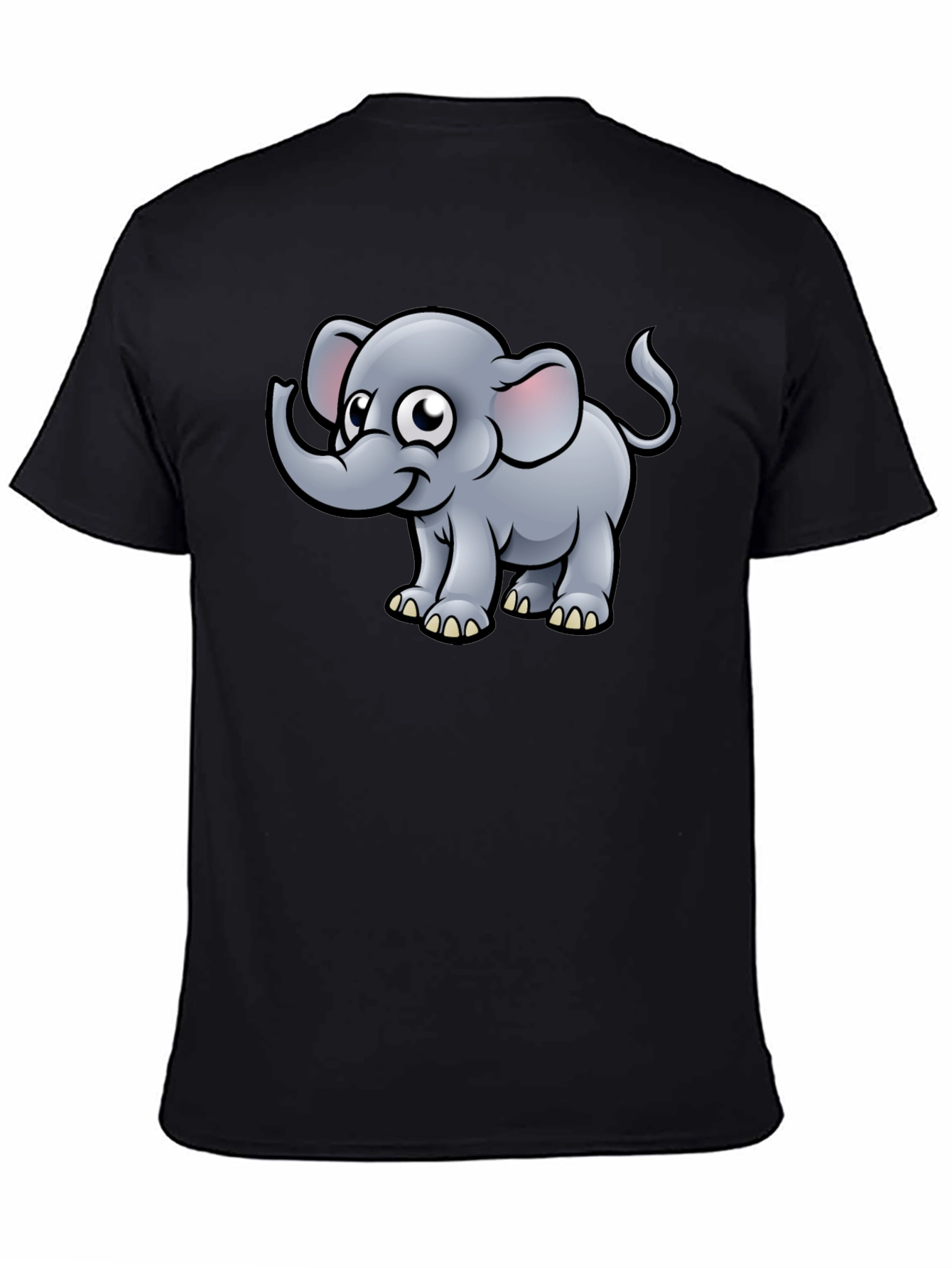 Cartoon Elephant Black T-Shirt