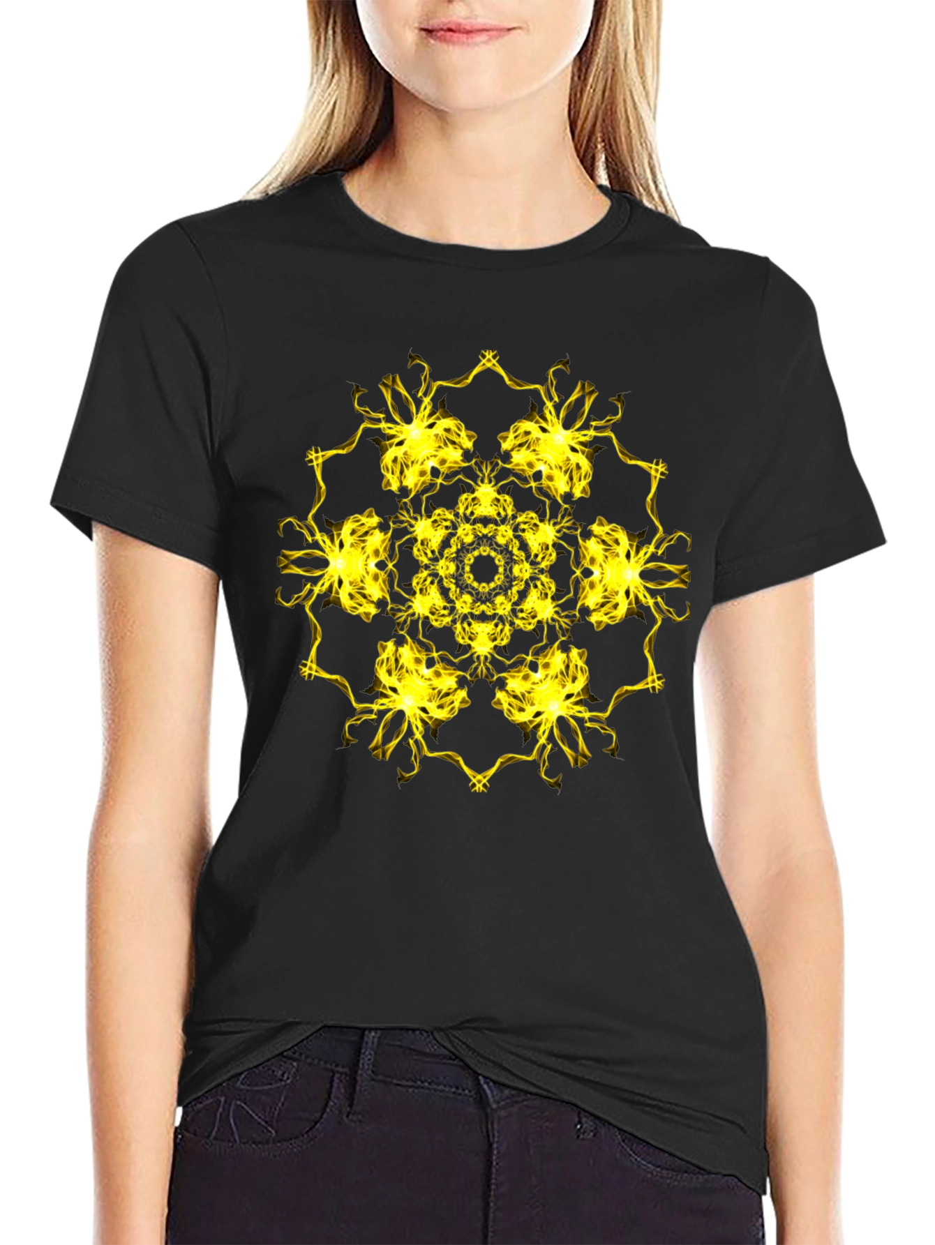 Electric Mandala Graphic Black T-Shirt