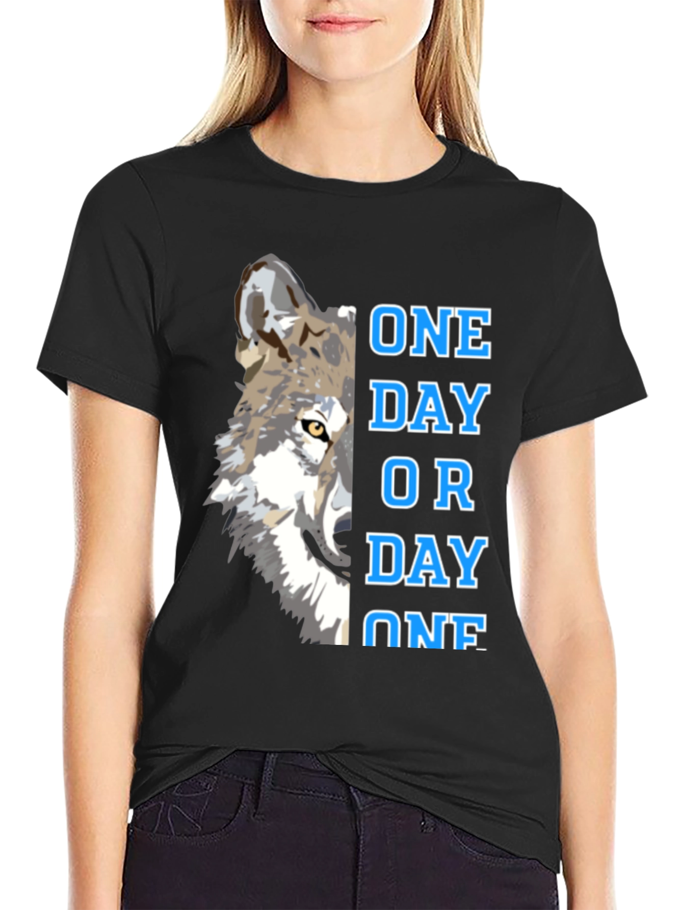 One Day Or Day One Wolf Graphic T-Shirt