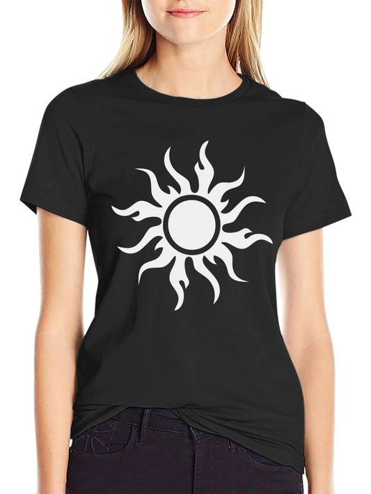 Black T-Shirt with White Sun Graphic