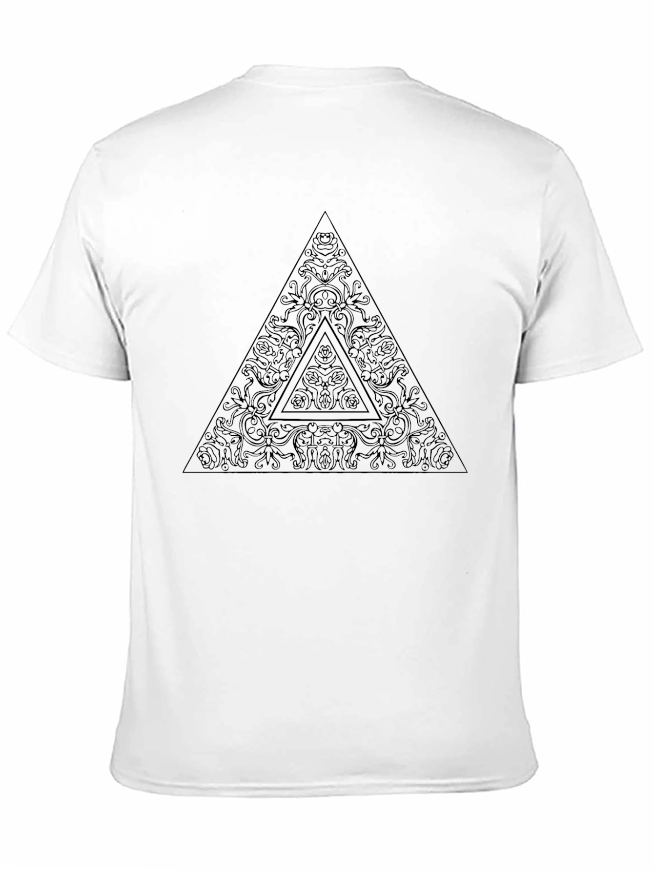 Black T-Shirt with Geometric Triangle Print
