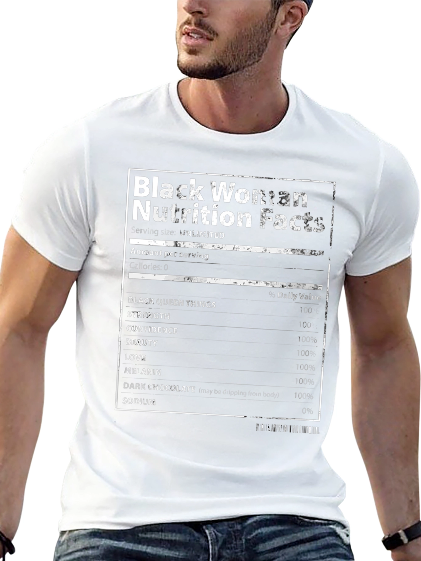 Black Woman Nutrition Facts T-Shirt - Unlimited Serving
