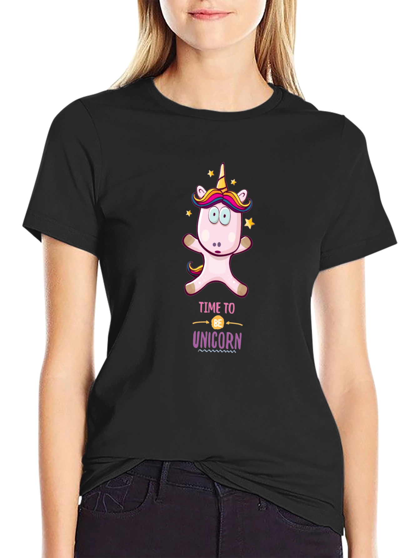 Time to be Unicorn Black T-Shirt