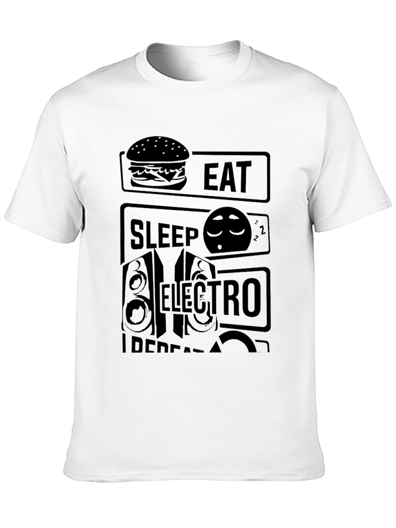 Eat Sleep Electro Repeat Black Graphic T-Shirt