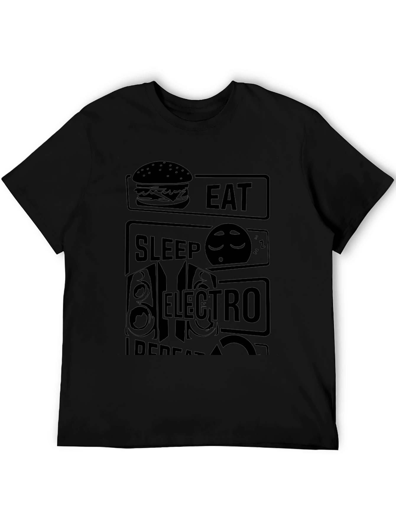 Eat Sleep Electro Repeat Black Graphic T-Shirt