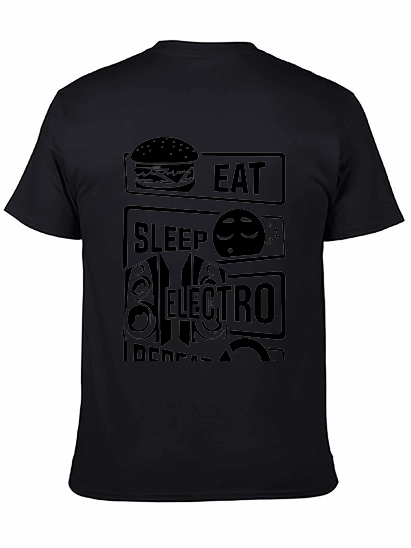 Eat Sleep Electro Repeat Black Graphic T-Shirt