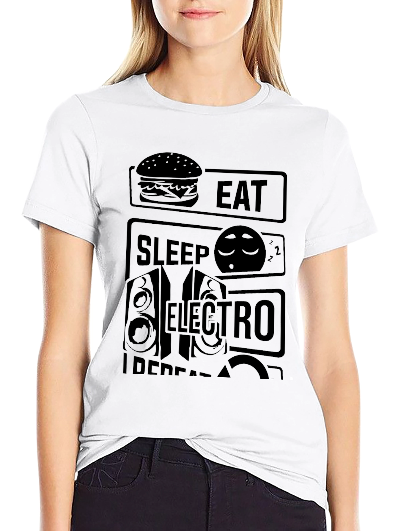 Eat Sleep Electro Repeat Black Graphic T-Shirt