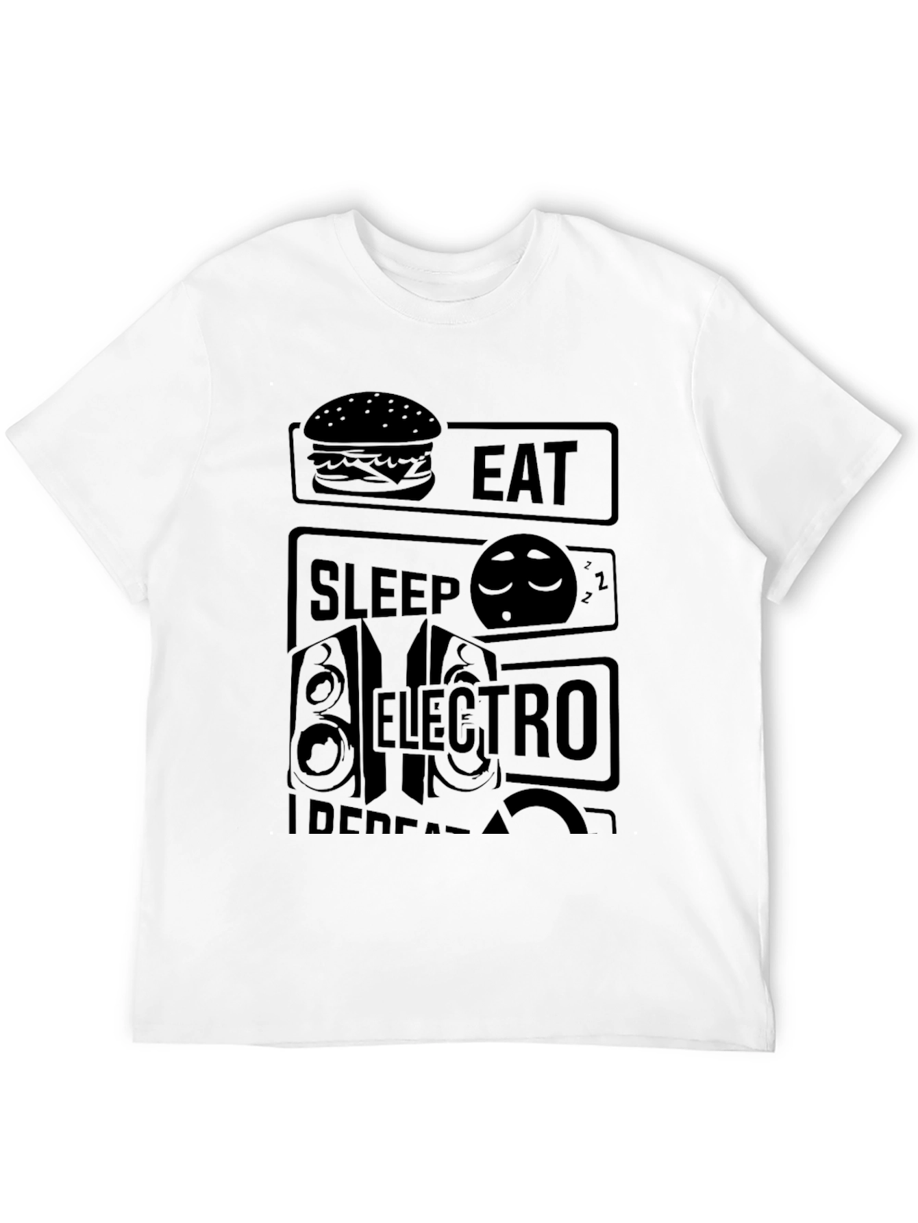 Eat Sleep Electro Repeat Black Graphic T-Shirt