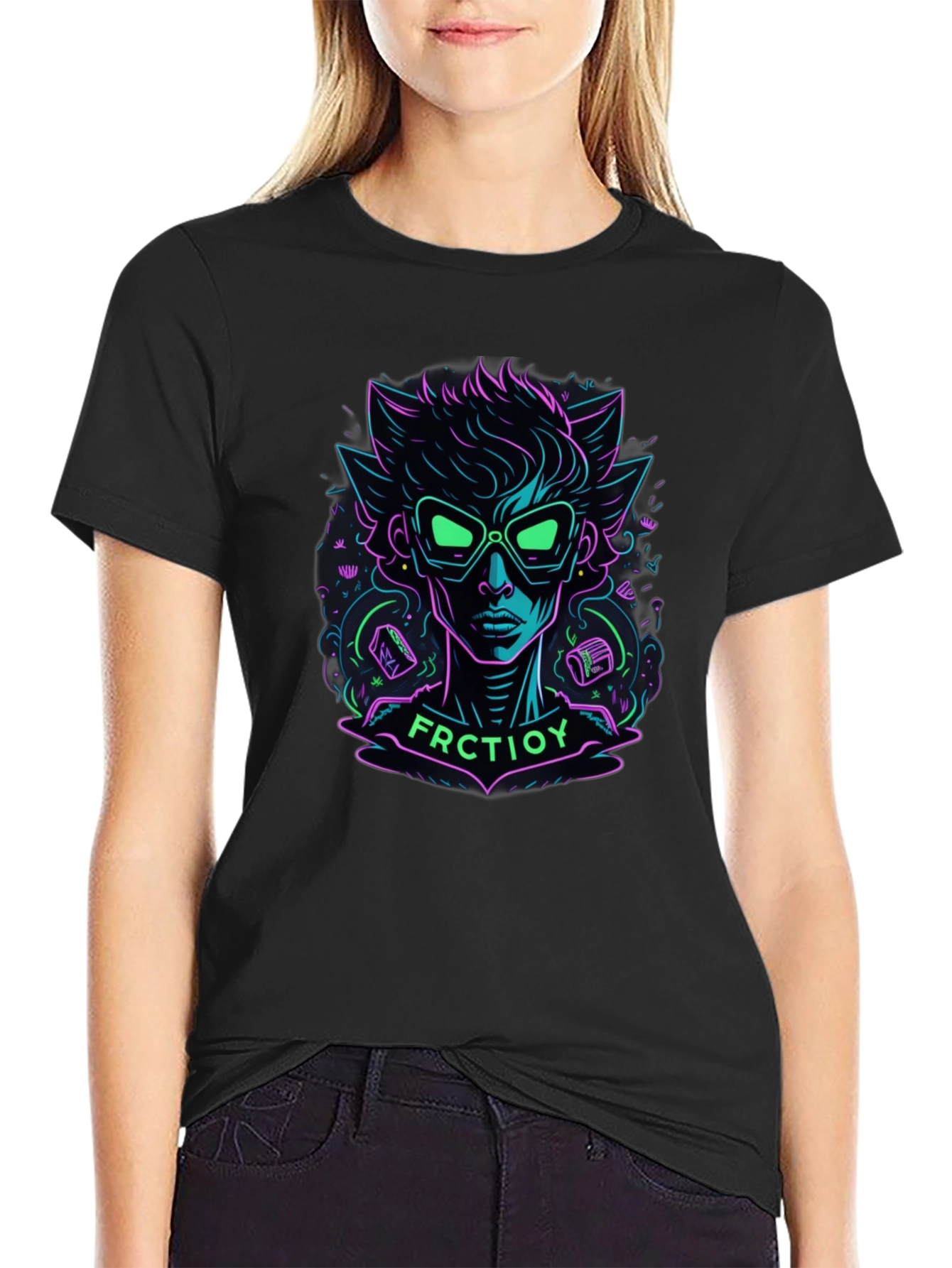 Neon Cartoon Character Graphic Tee