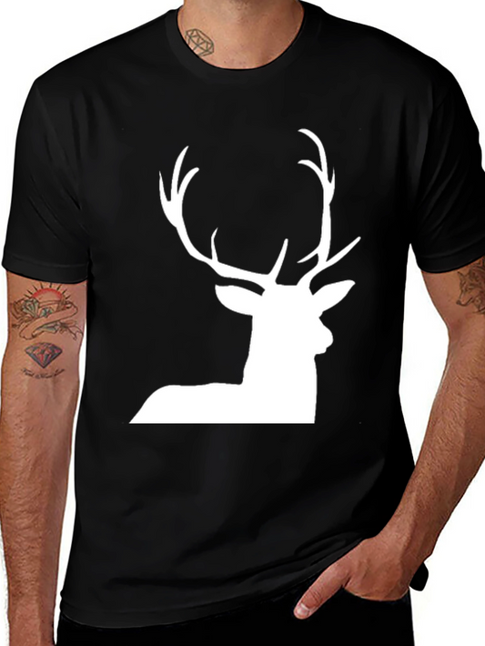 Deer Graphic Tee - Black Cotton T-Shirt