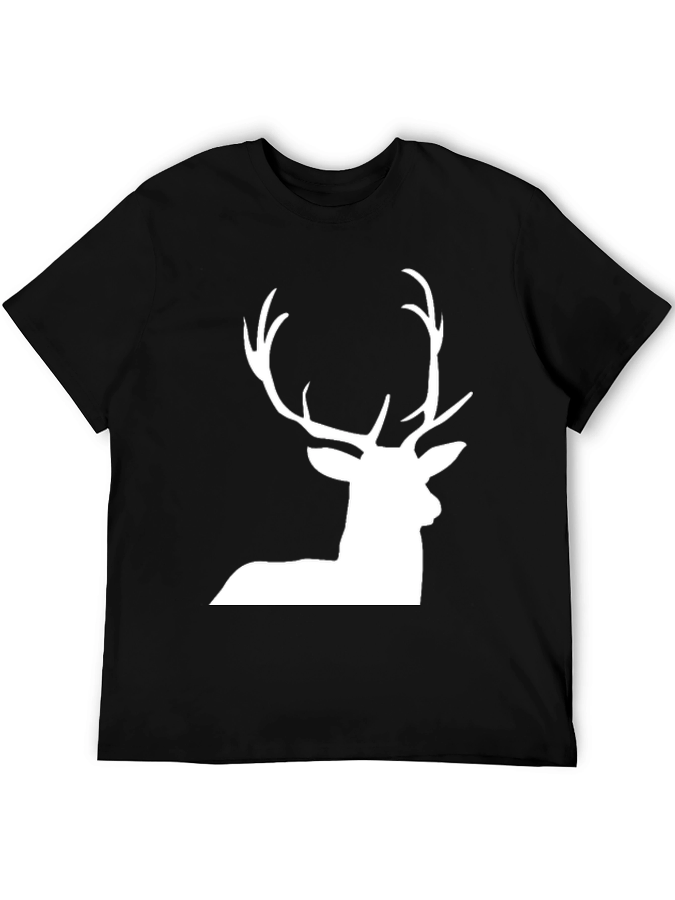 Deer Graphic Tee - Black Cotton T-Shirt