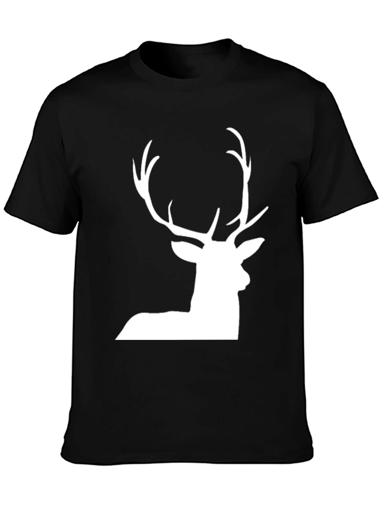 Deer Graphic Tee - Black Cotton T-Shirt