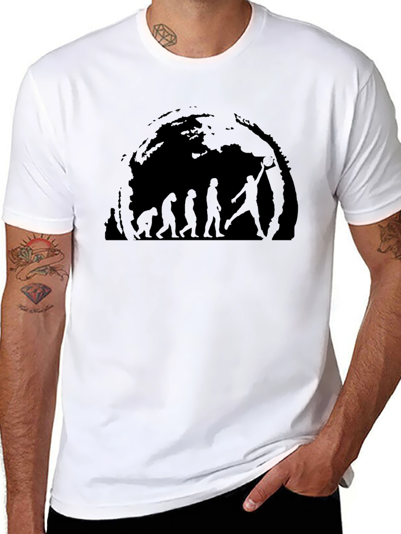 Evolution of Man Basketball T-Shirt - Black