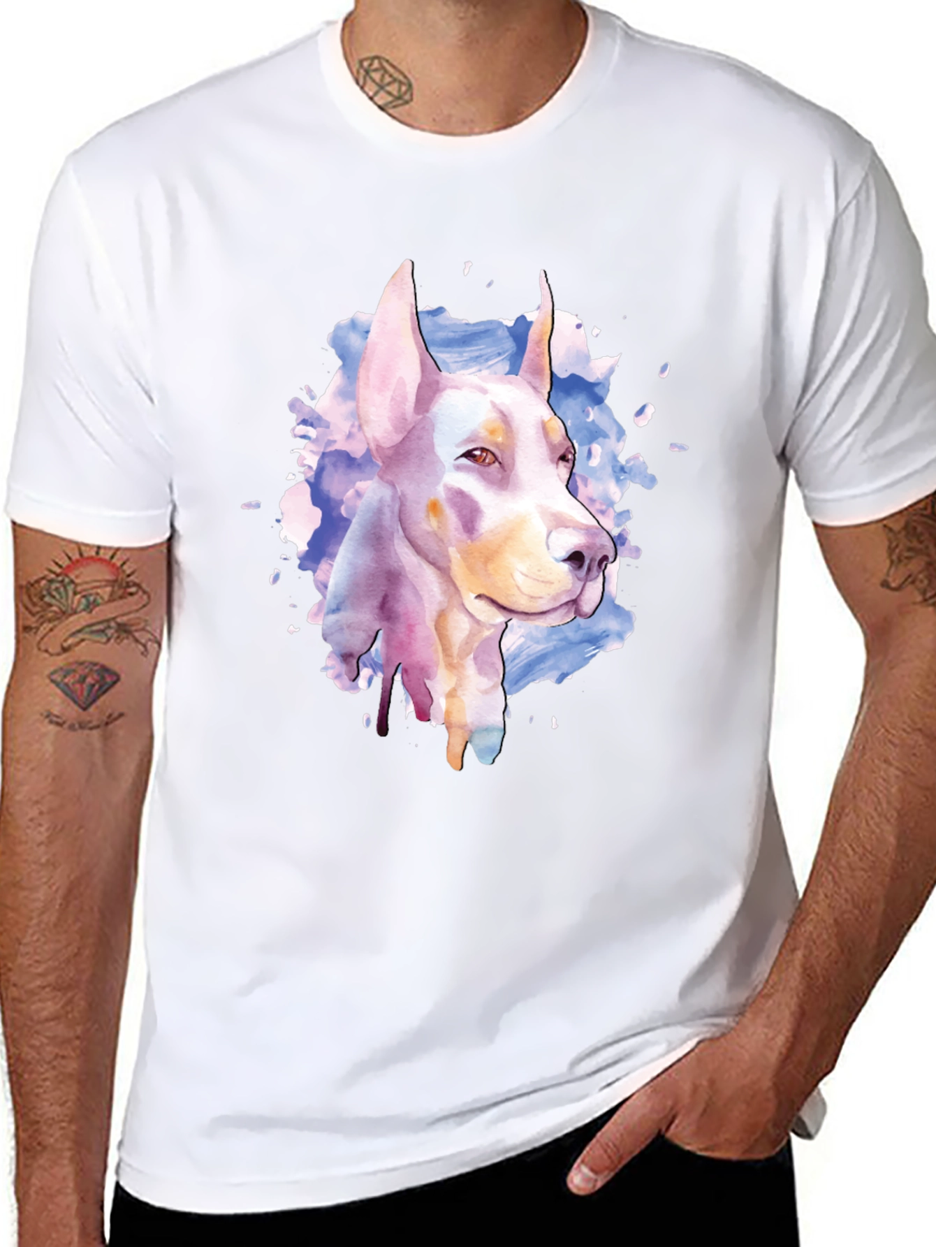 Doberman Watercolor Graphic T-Shirt