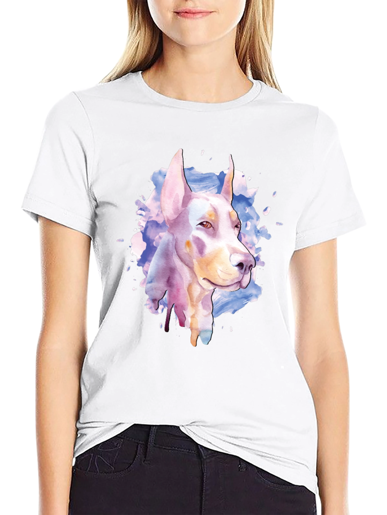Doberman Watercolor Graphic T-Shirt