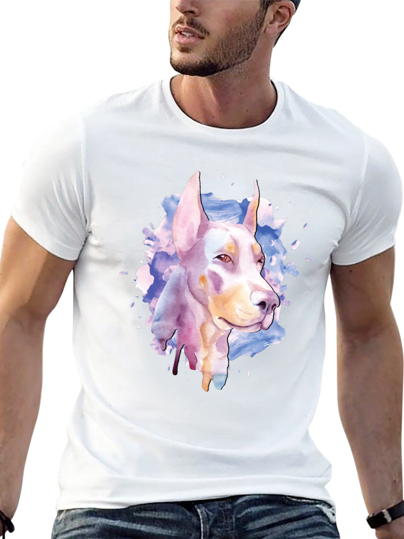 Doberman Watercolor Graphic T-Shirt