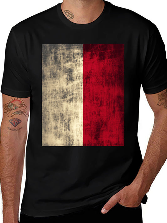 Vintage Flag Graphic Tee - Black Cotton T-Shirt