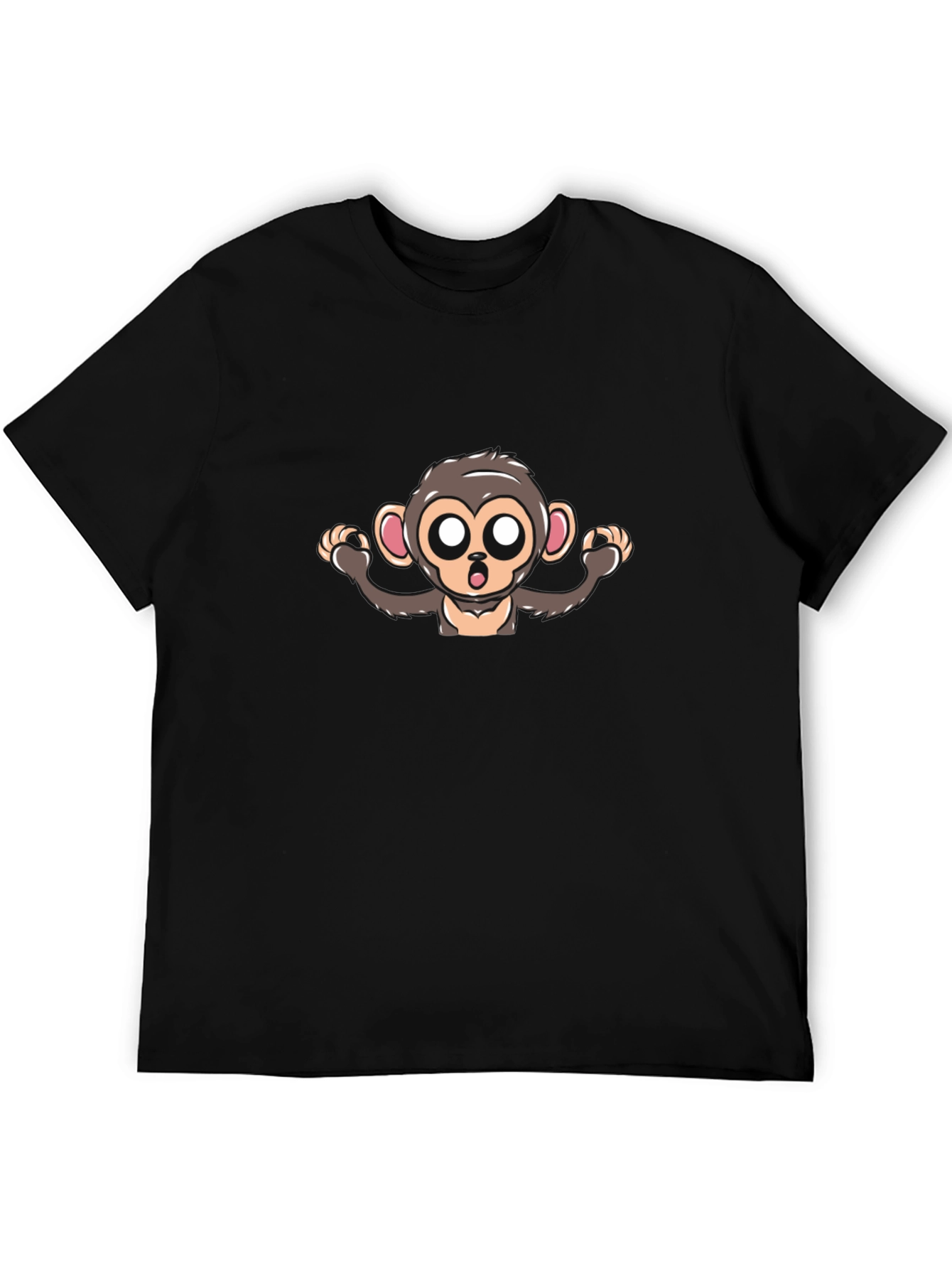 Cartoon Monkey Graphic Tee - Mens Black T-Shirt