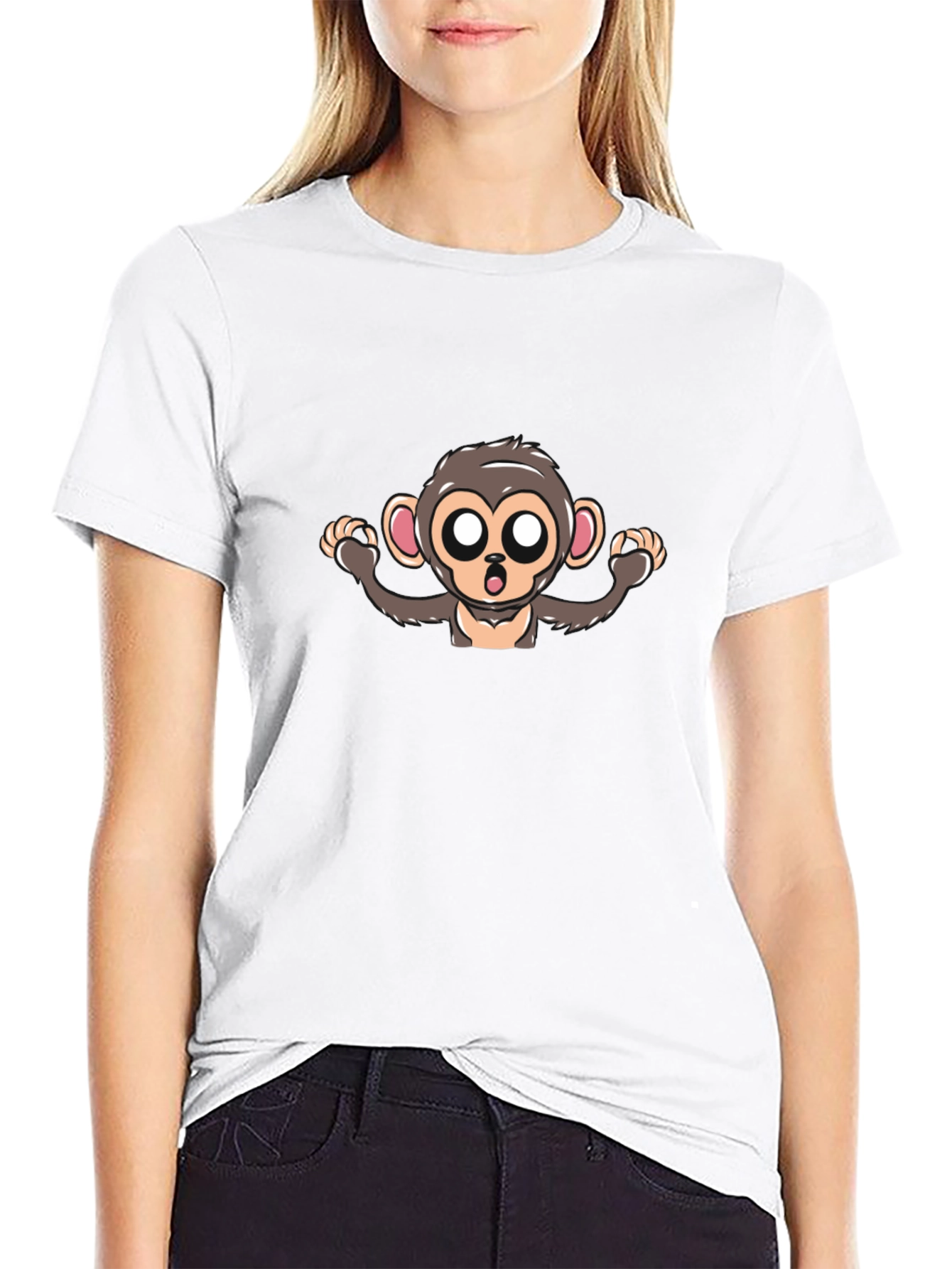 Cartoon Monkey Graphic Tee - Mens Black T-Shirt