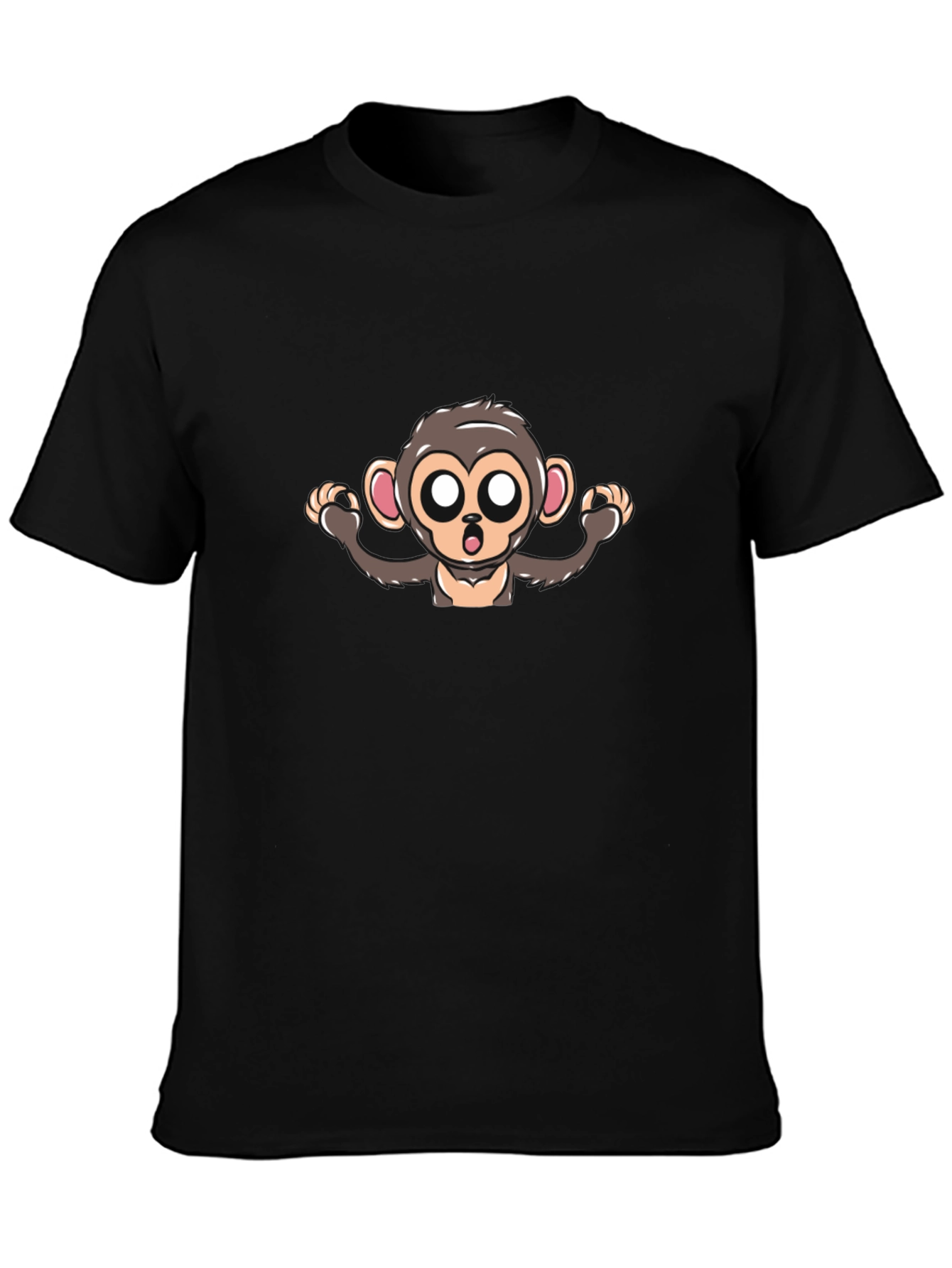 Cartoon Monkey Graphic Tee - Mens Black T-Shirt