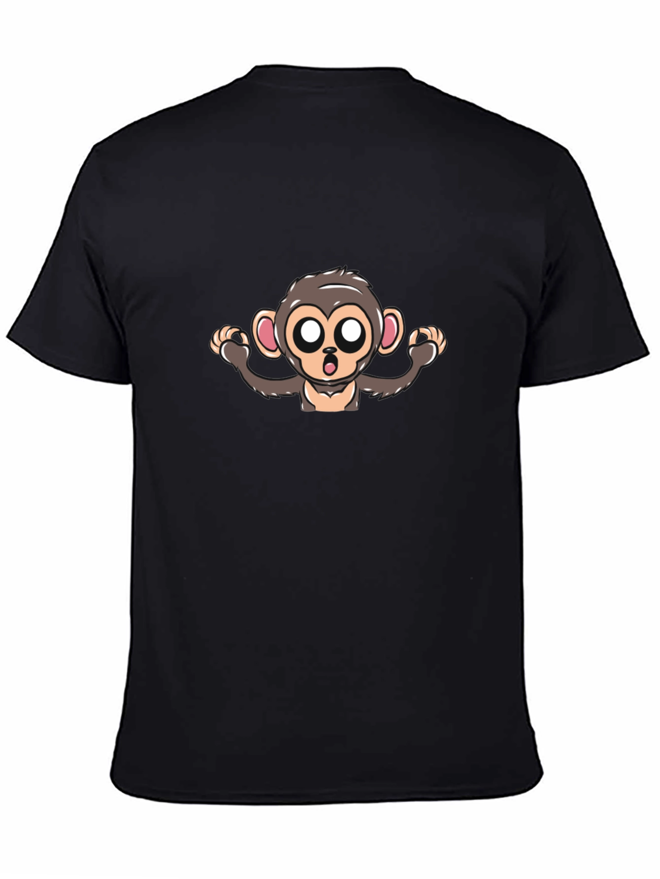Cartoon Monkey Graphic Tee - Mens Black T-Shirt