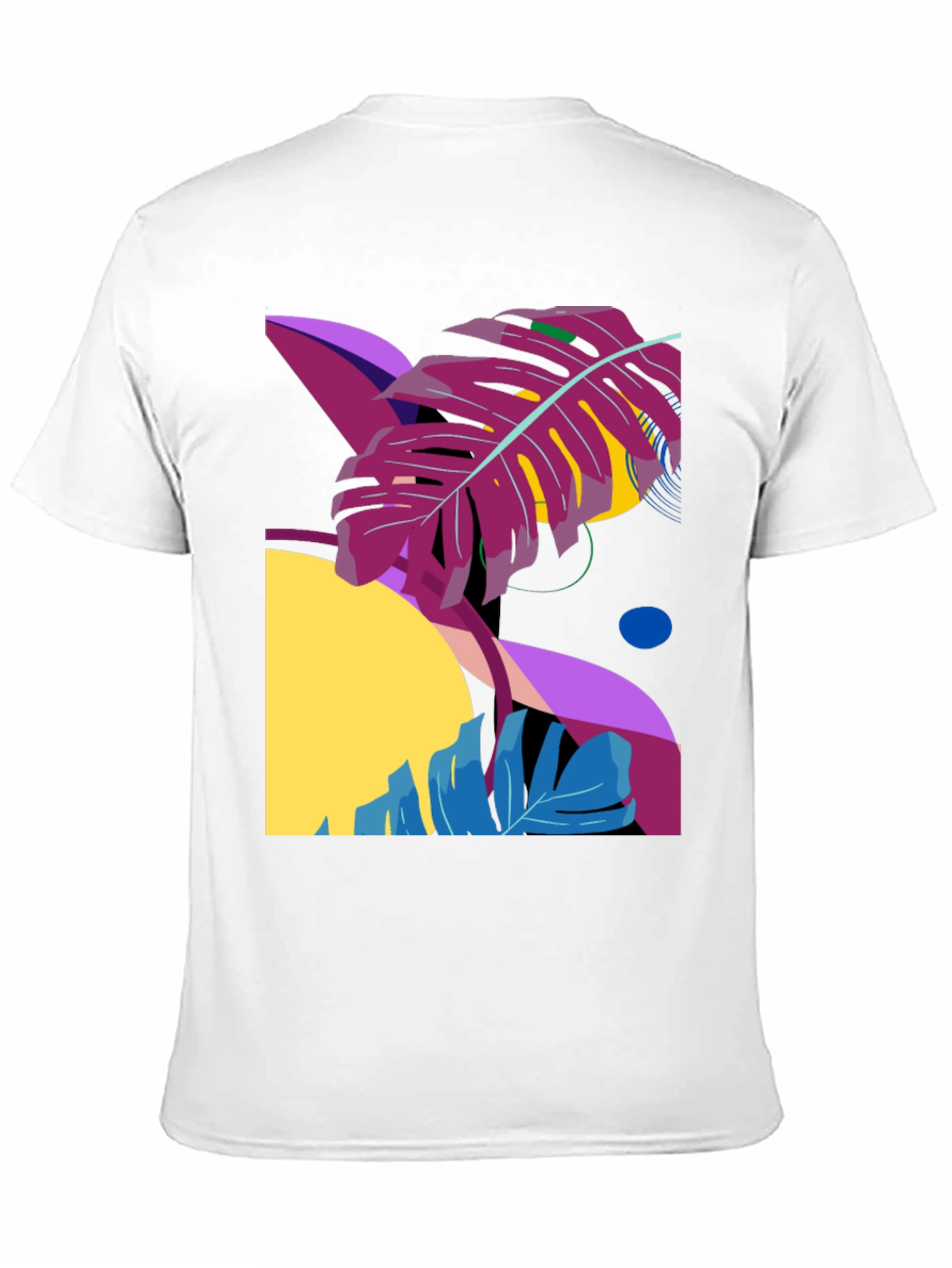 Abstract Tropical Leaf Graphic Tee - Black