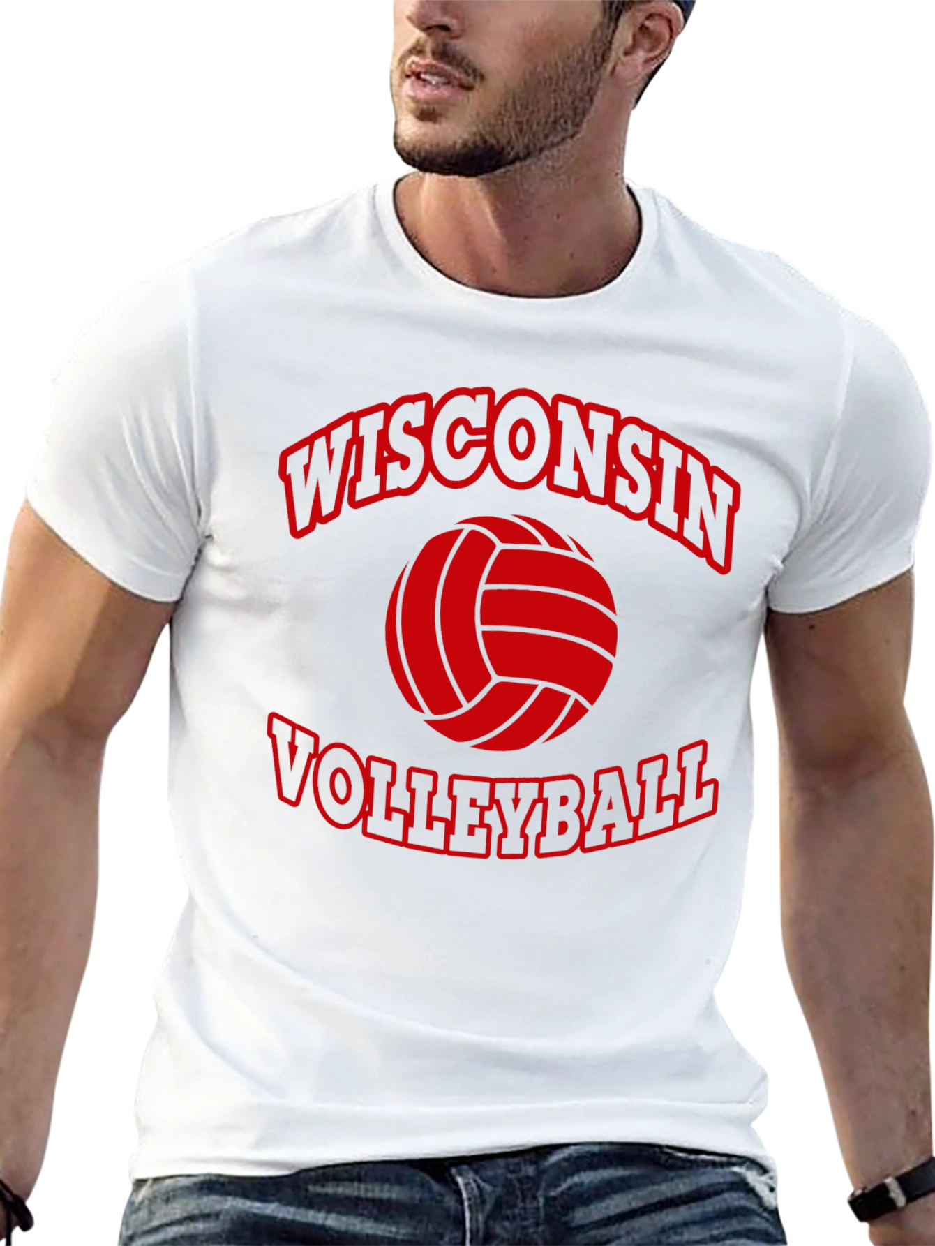 Wisconsin Volleyball Graphic Tee - Black Cotton T-Shirt