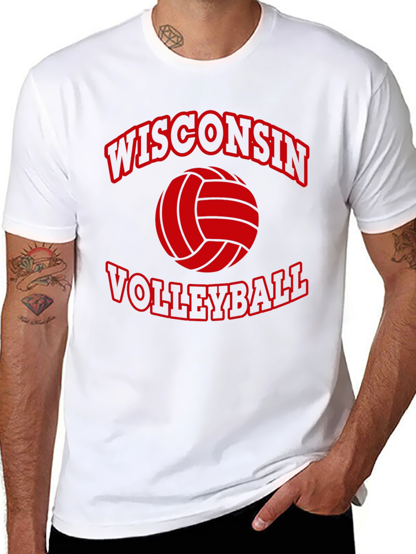 Wisconsin Volleyball Graphic Tee - Black Cotton T-Shirt
