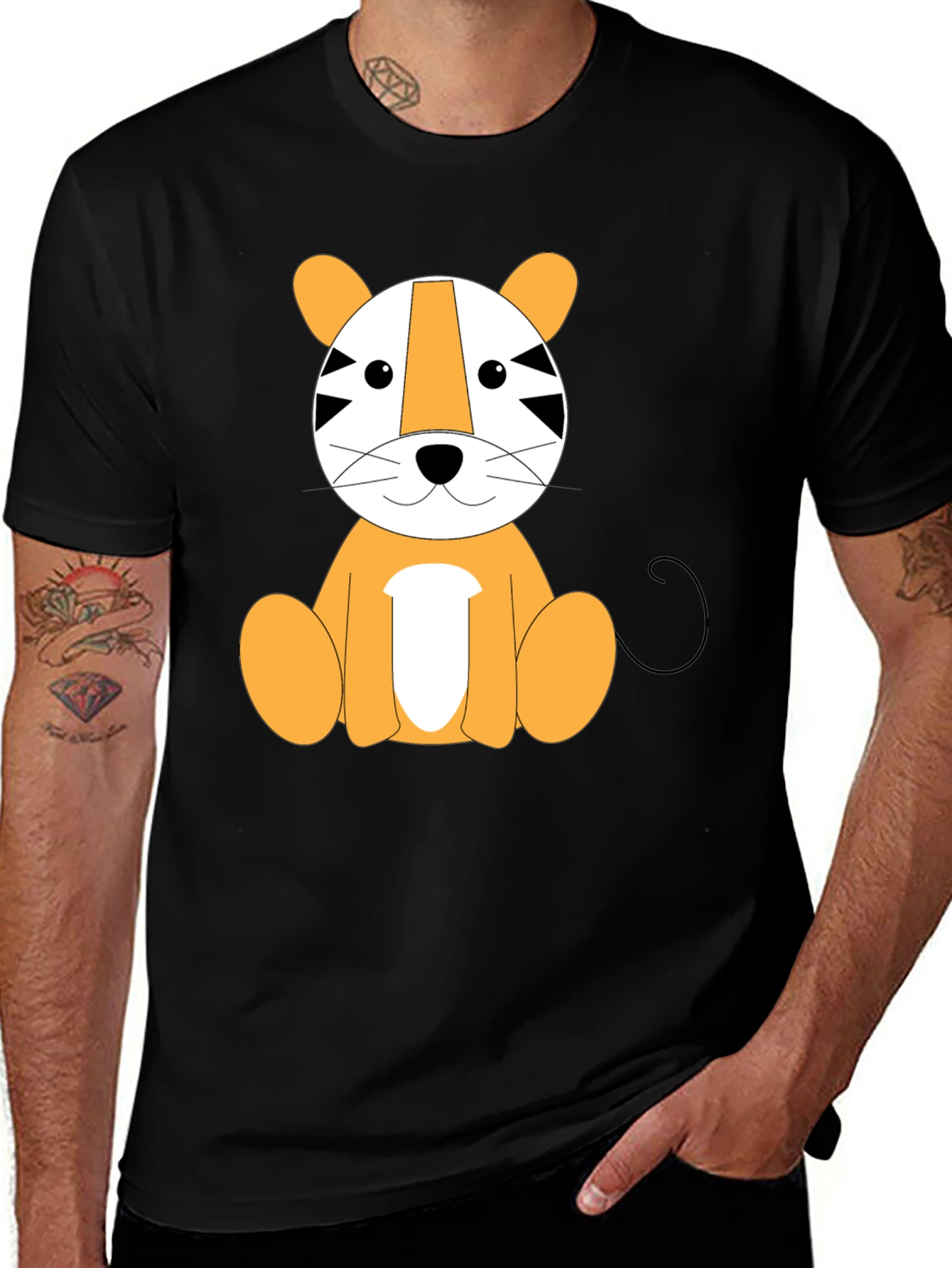 Cute Cartoon Tiger Graphic T-Shirt