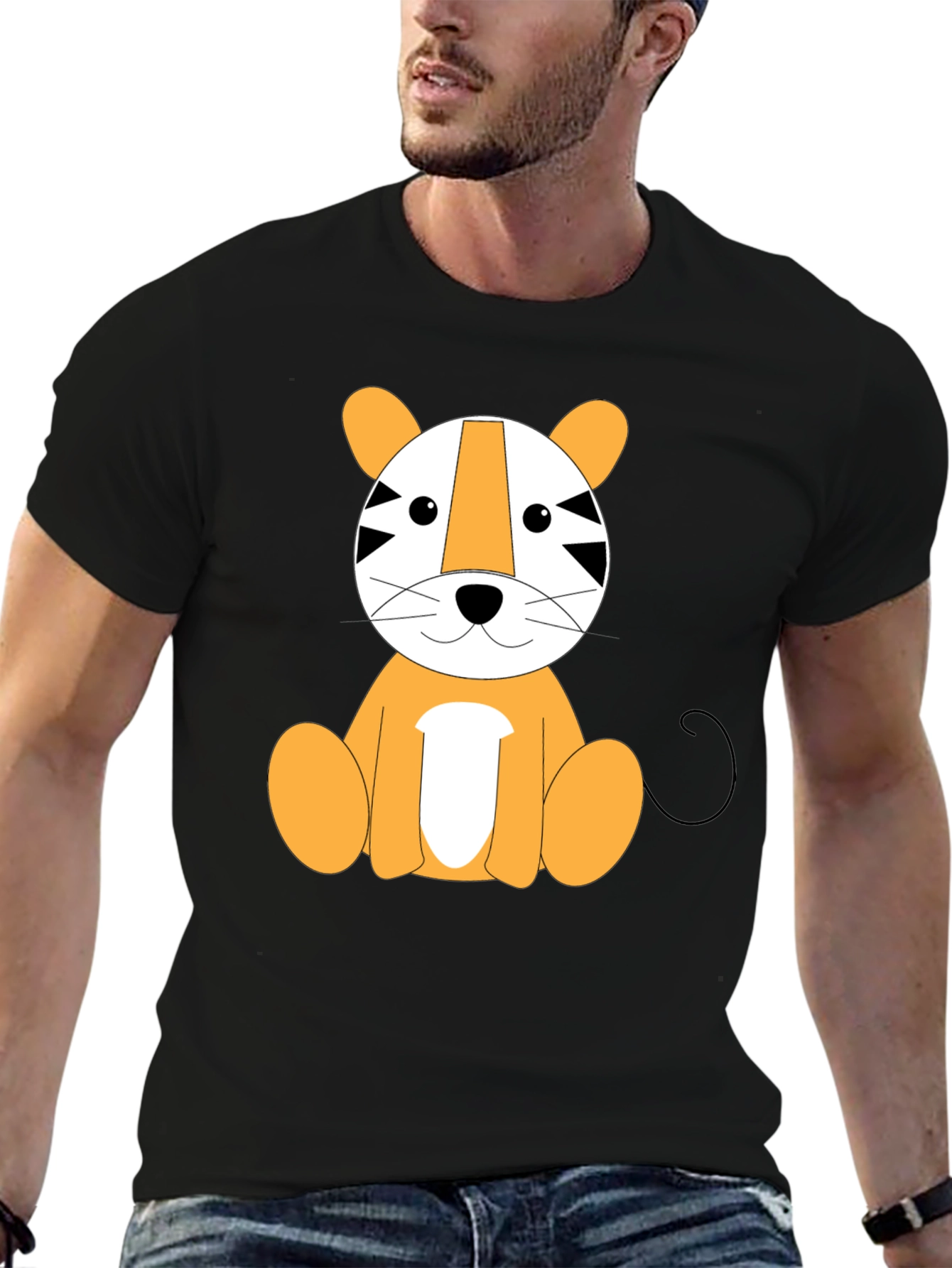 Cute Cartoon Tiger Graphic T-Shirt