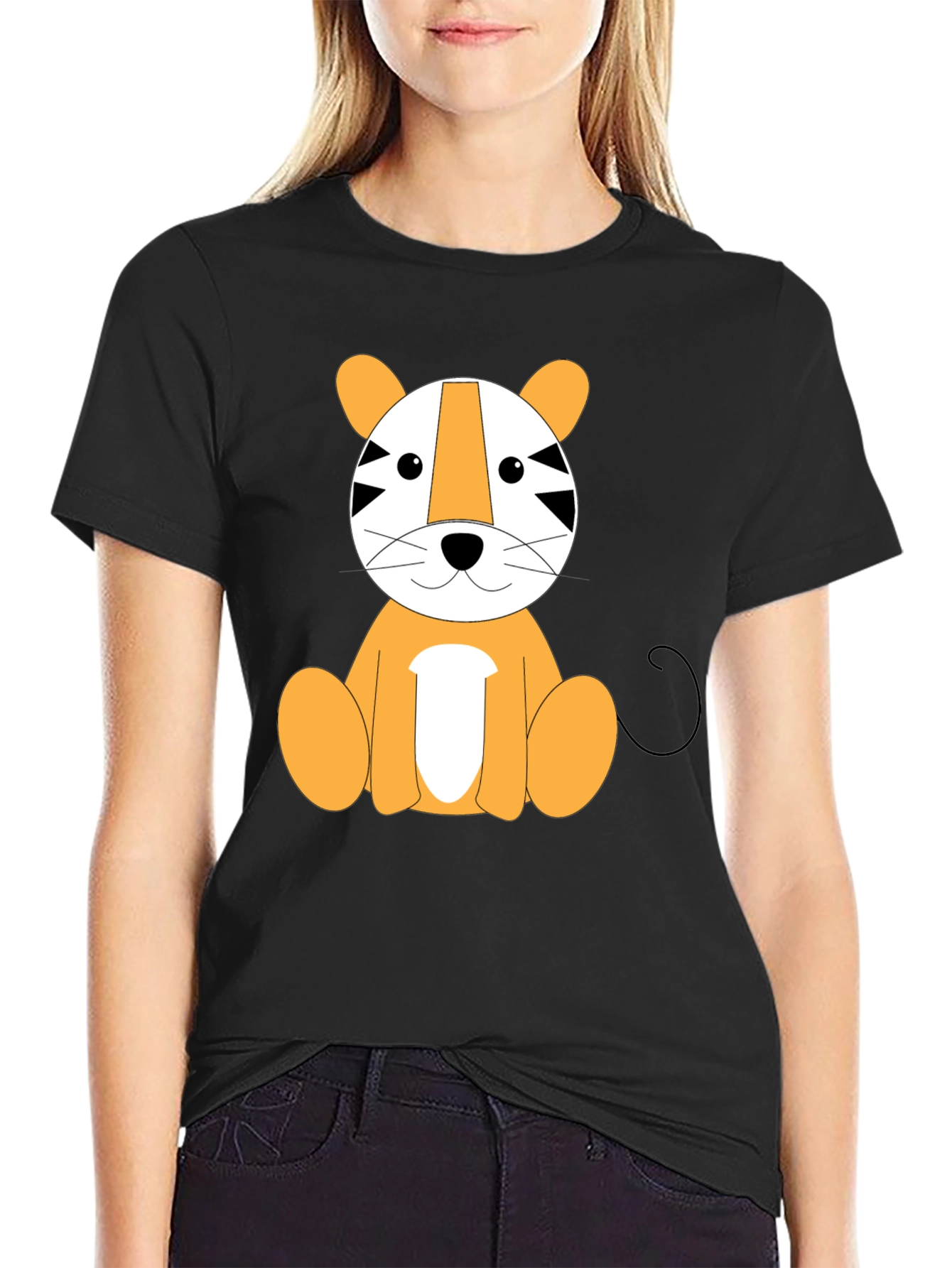 Cute Cartoon Tiger Graphic T-Shirt