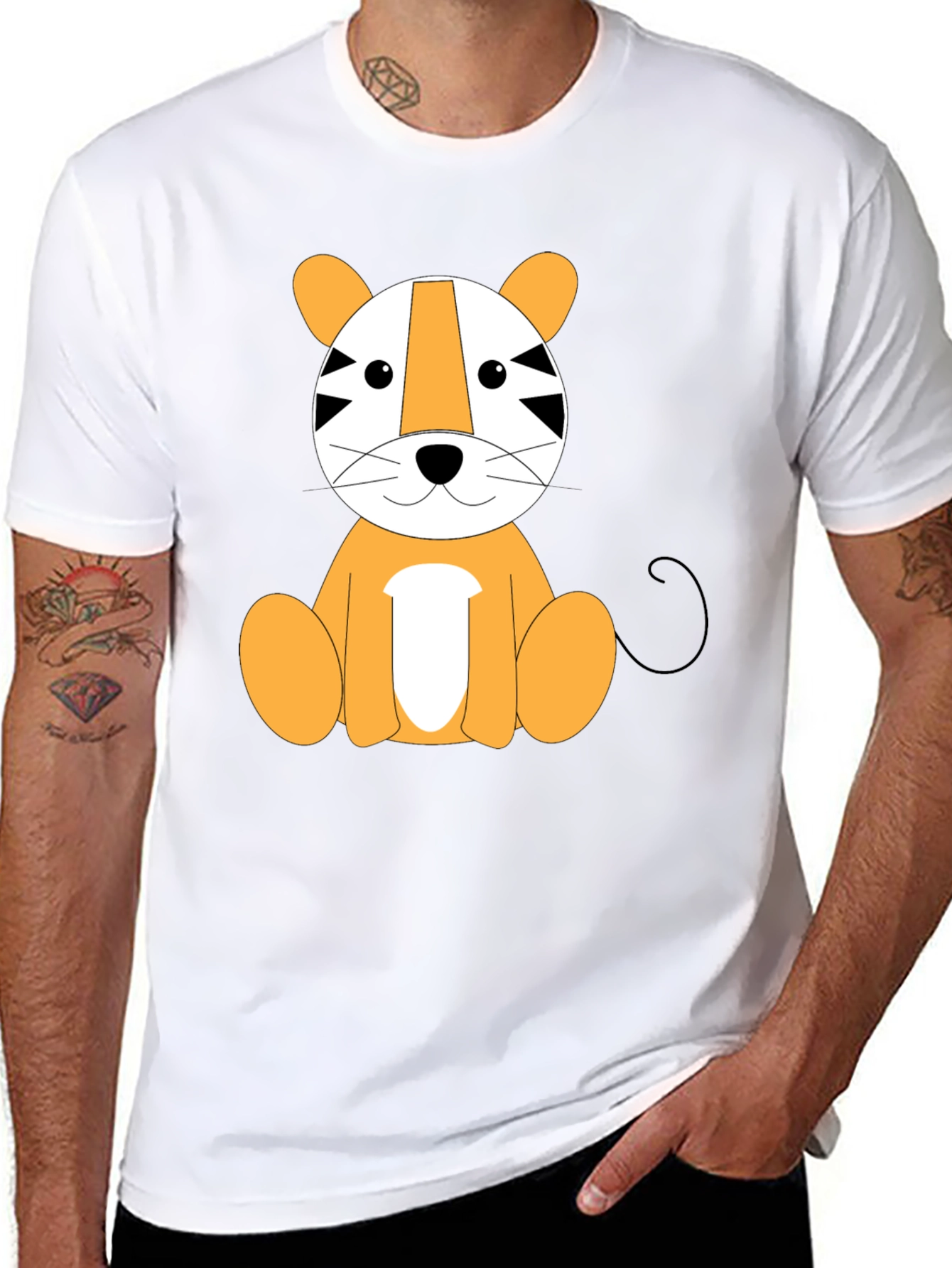 Cute Cartoon Tiger Graphic T-Shirt