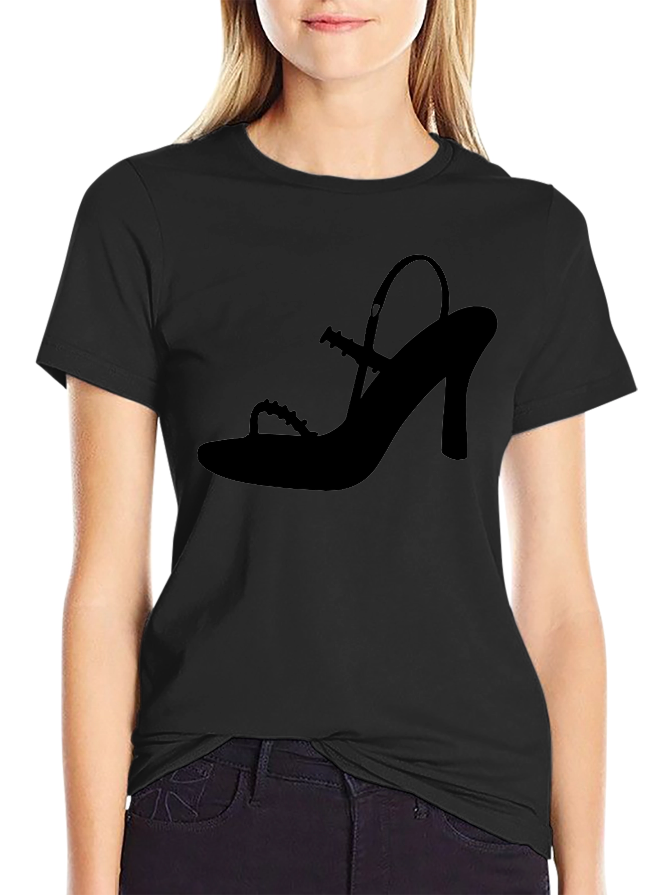 Stylish Black Shoe Silhouette T-Shirt