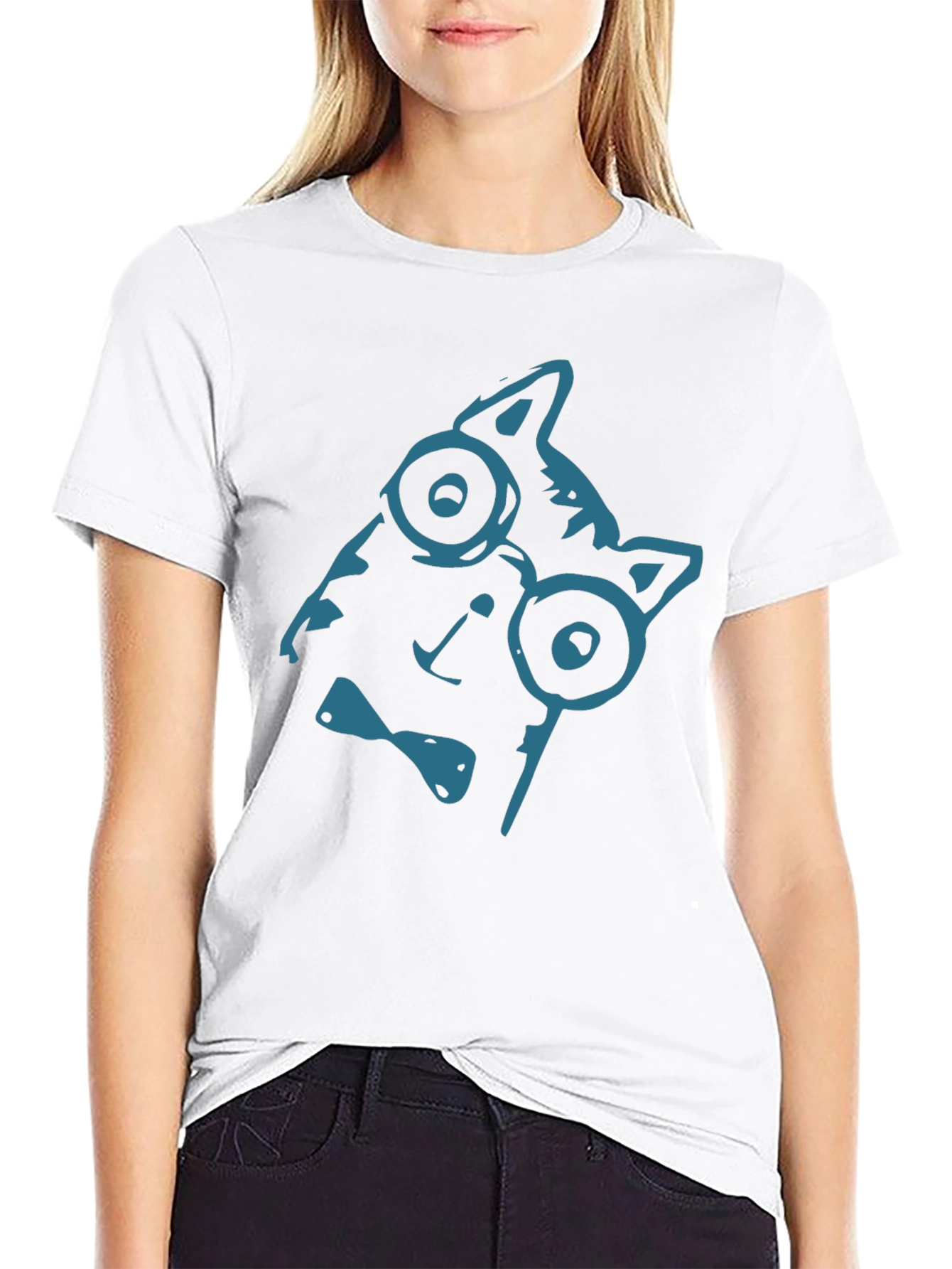 Cool Cat Tee - Quirky Glasses Bow Tie