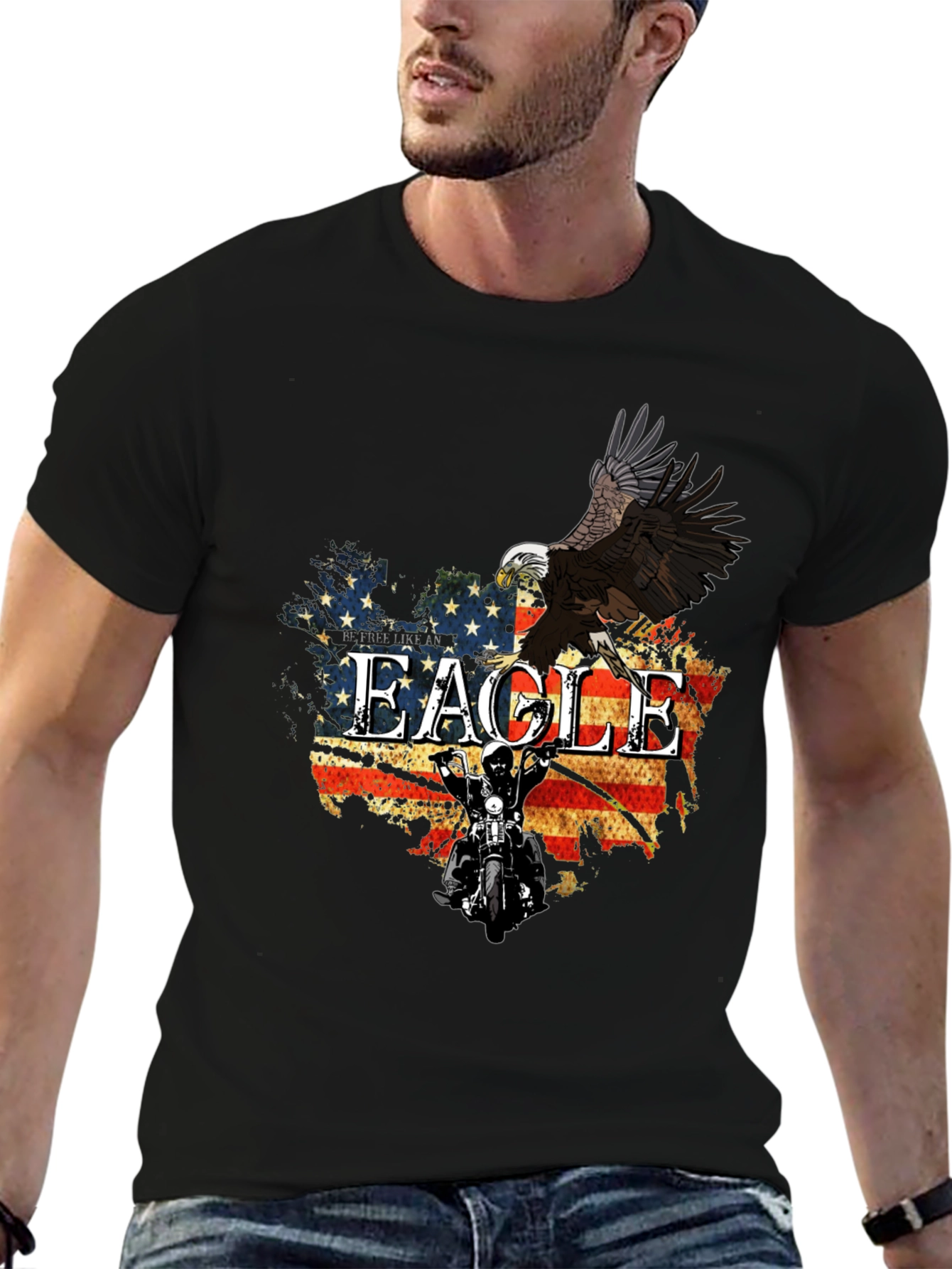 American Eagle Motorcycle Graphic T-Shirt