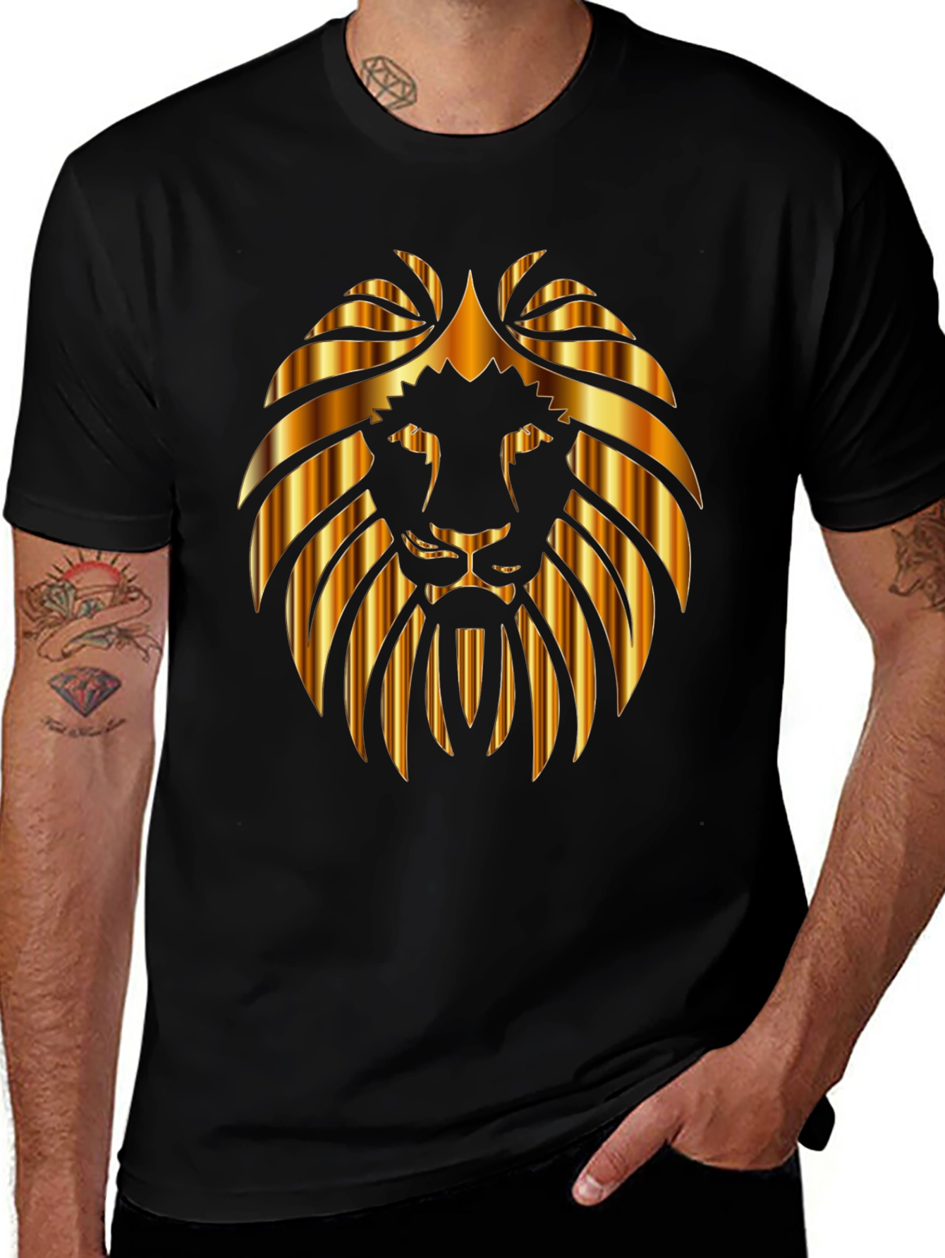Lion Head Graphic Black Tee