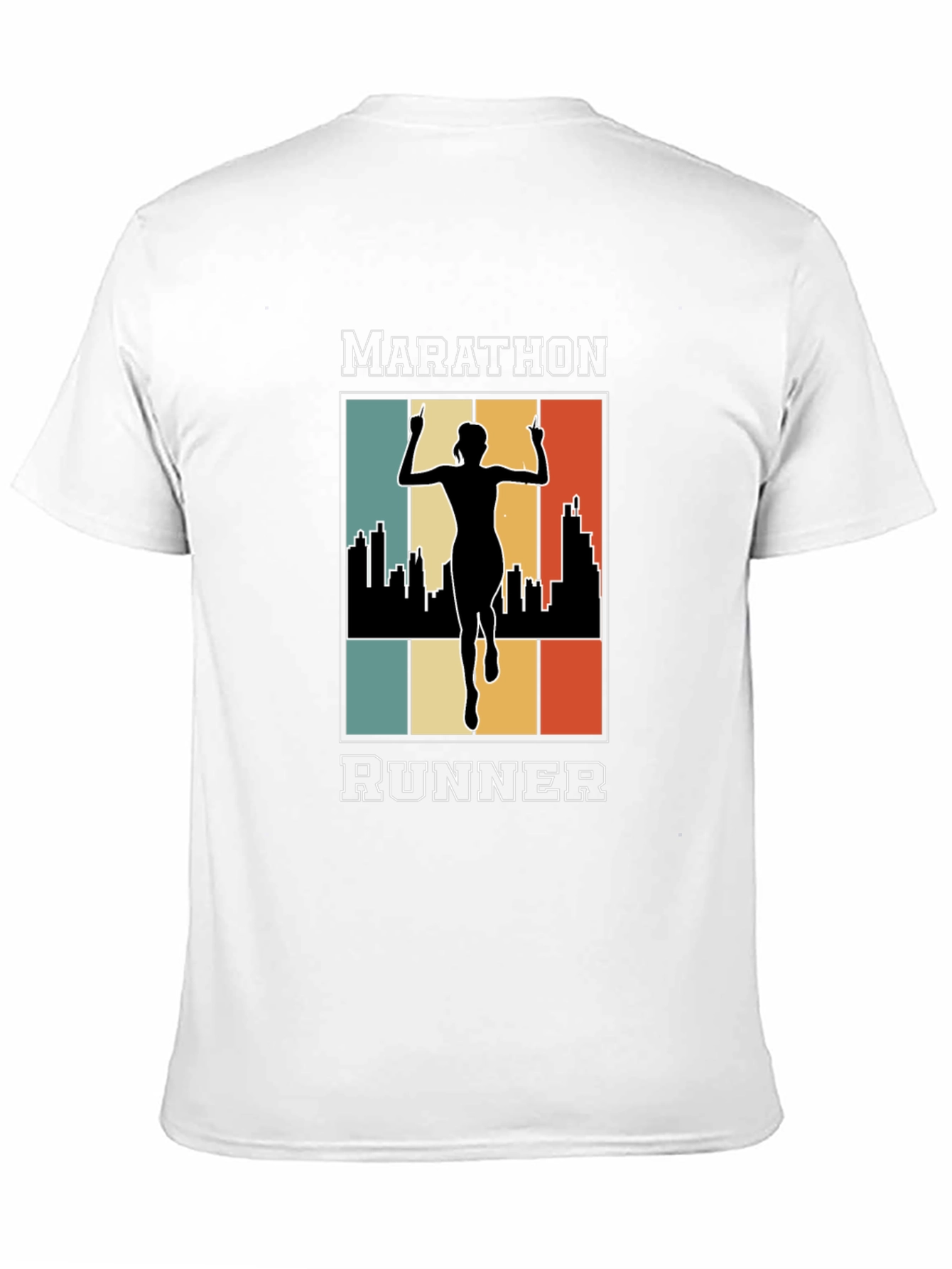Marathon Runner Graphic T-Shirt - Retro Cityscape Design
