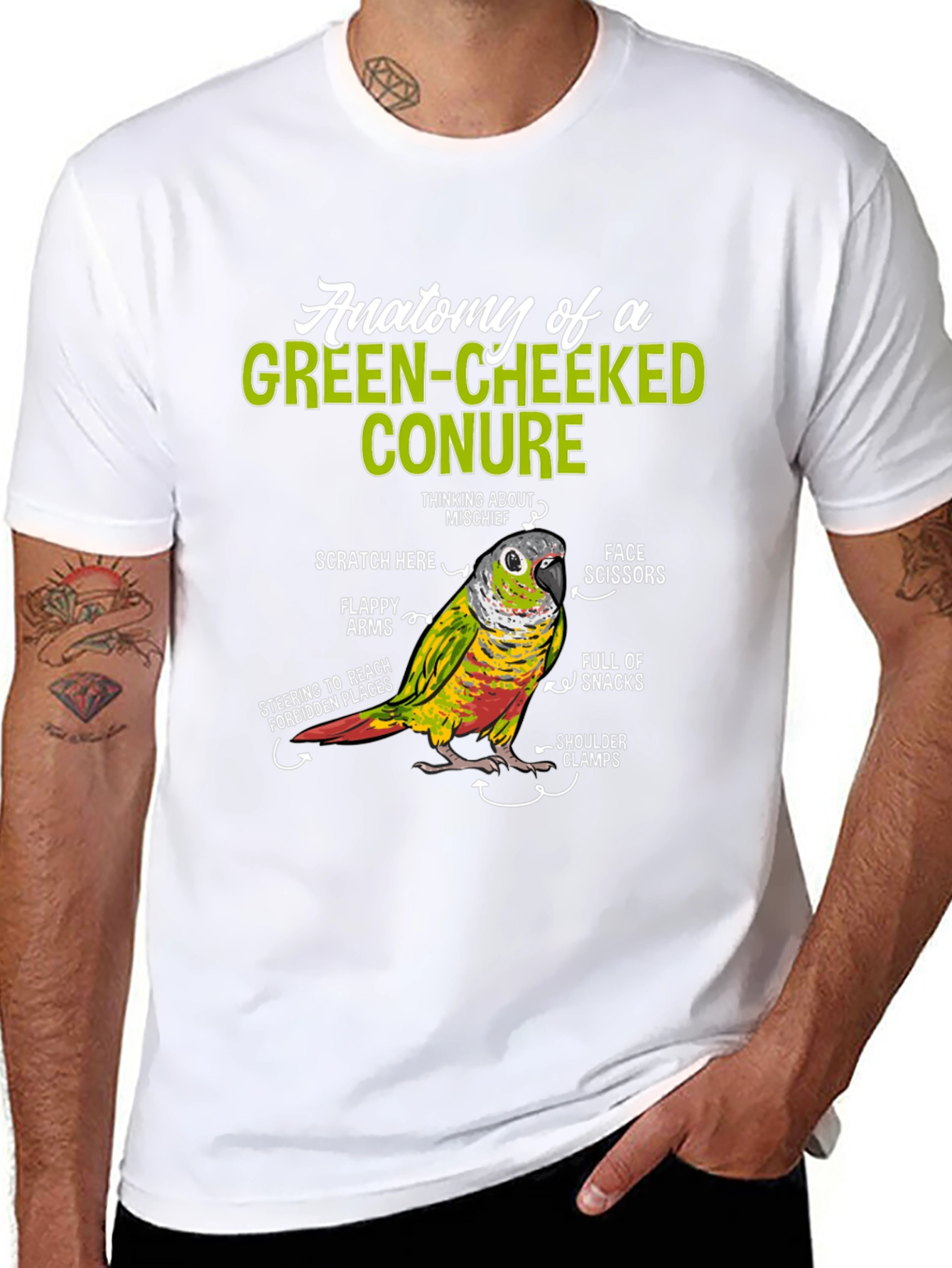 Green-Cheeked Conure Anatomy T-Shirt