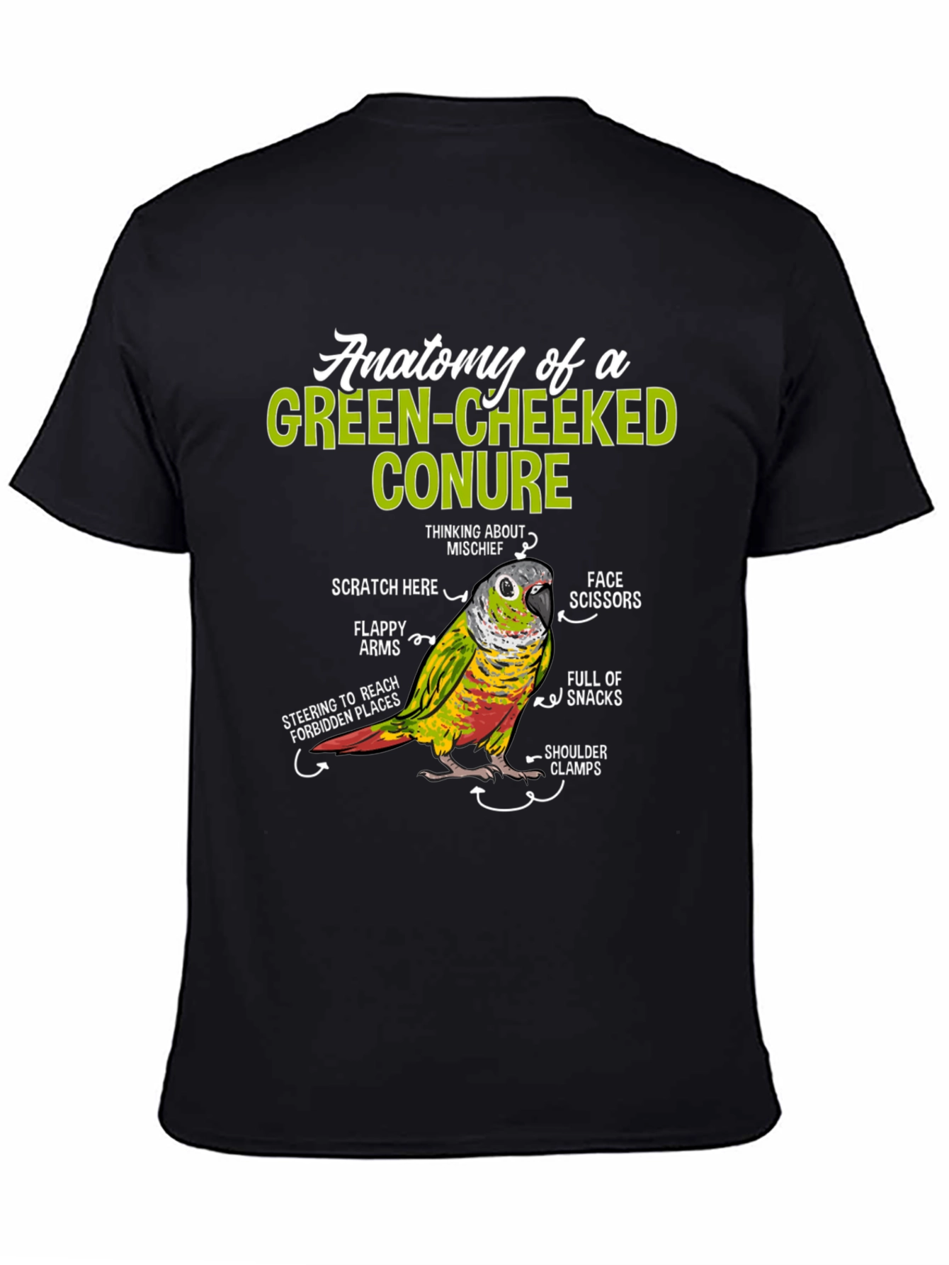 Green-Cheeked Conure Anatomy T-Shirt