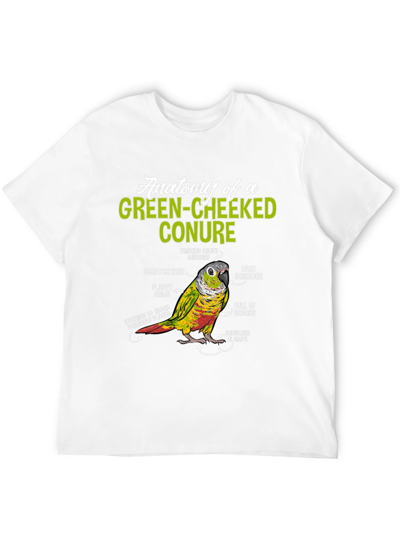 Green-Cheeked Conure Anatomy T-Shirt