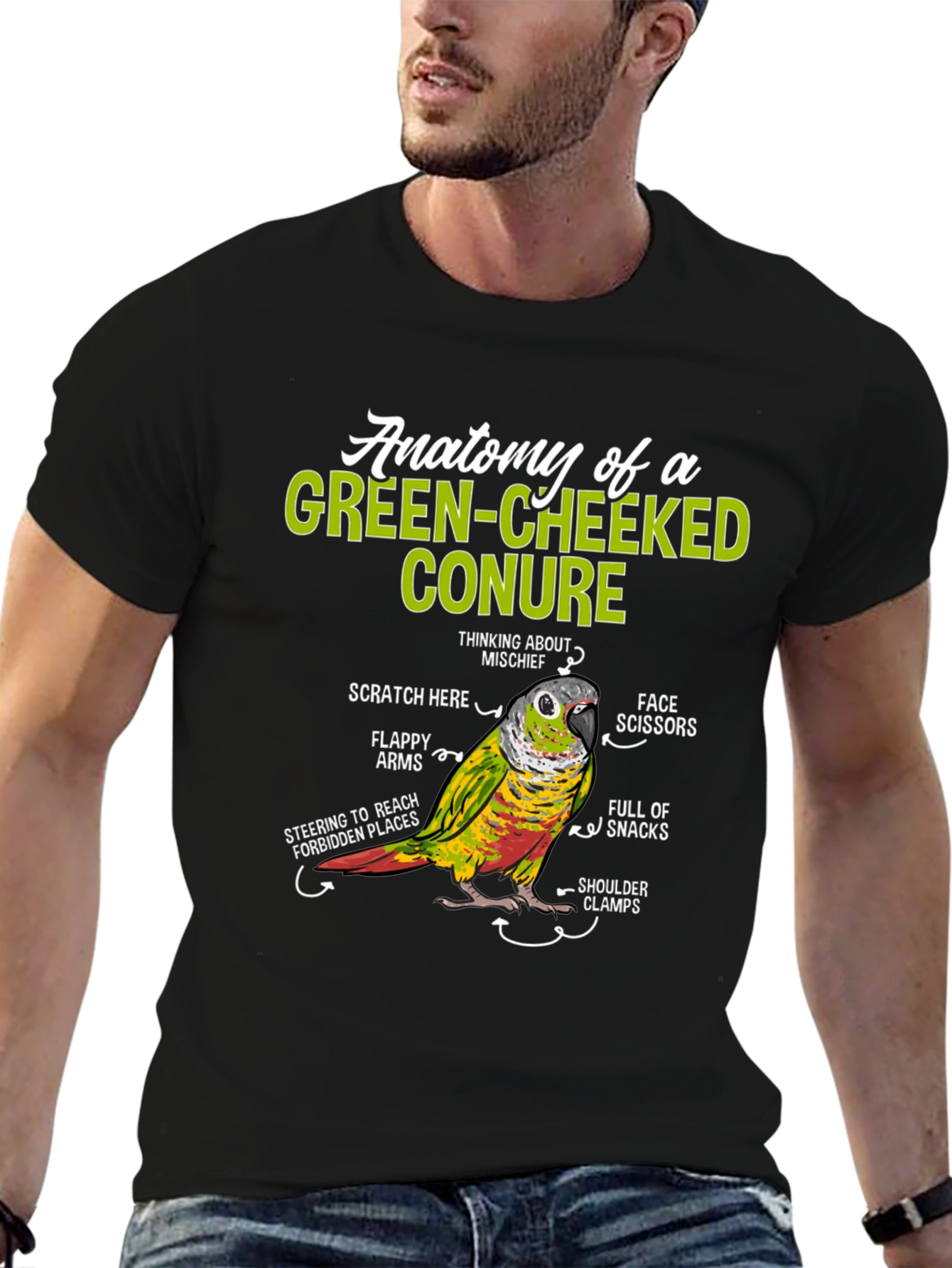 Green-Cheeked Conure Anatomy T-Shirt