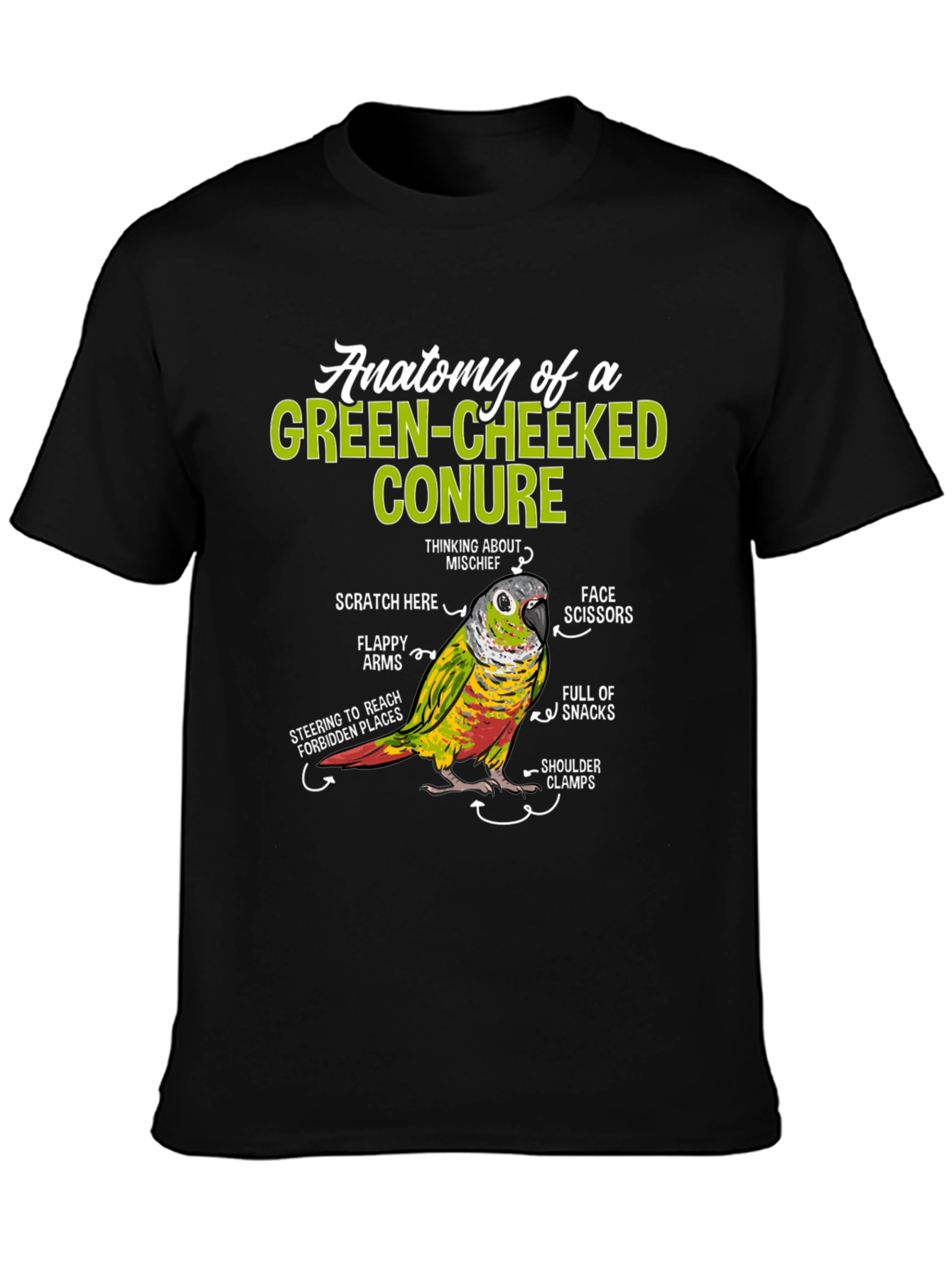 Green-Cheeked Conure Anatomy T-Shirt