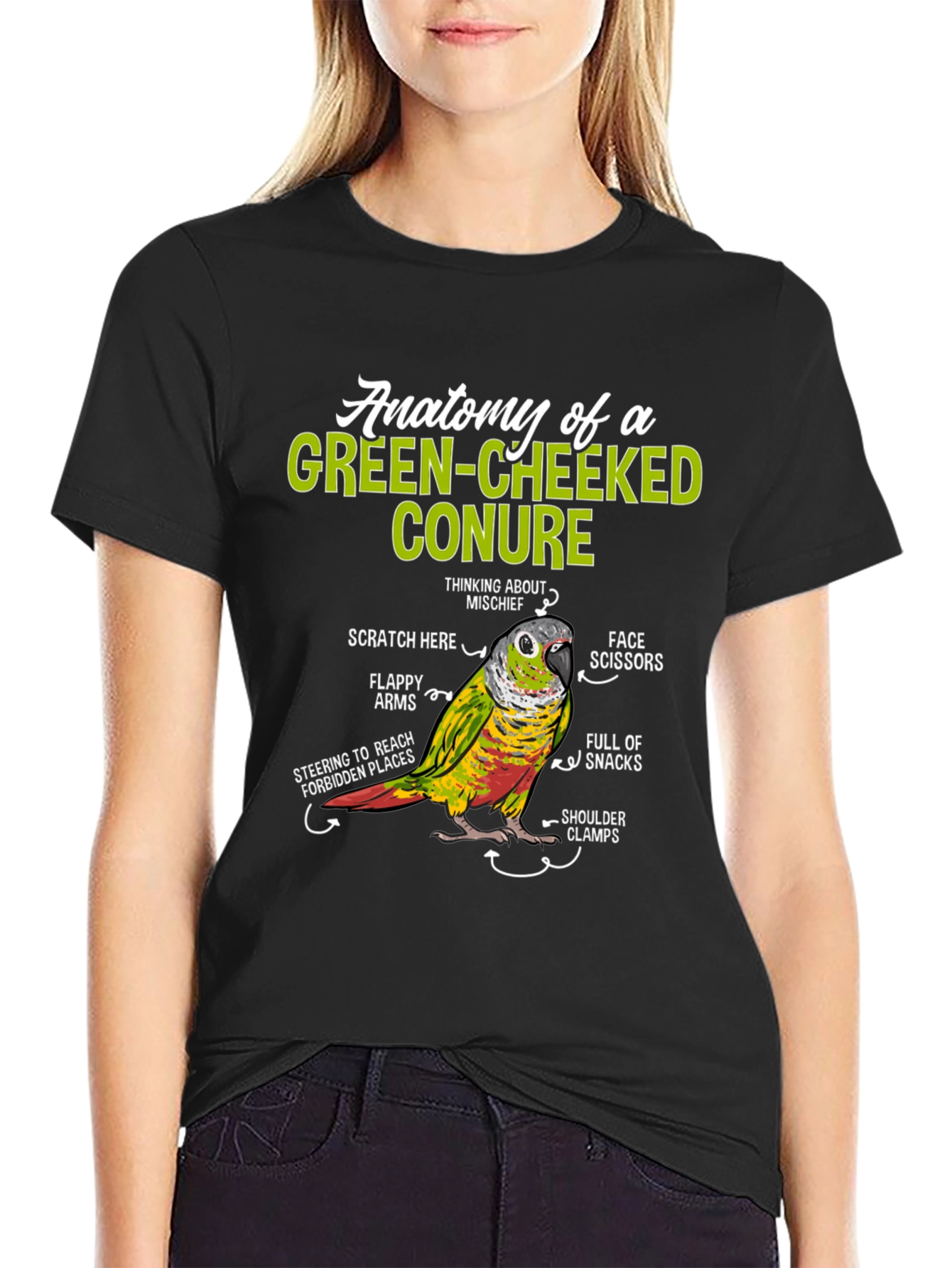 Green-Cheeked Conure Anatomy T-Shirt