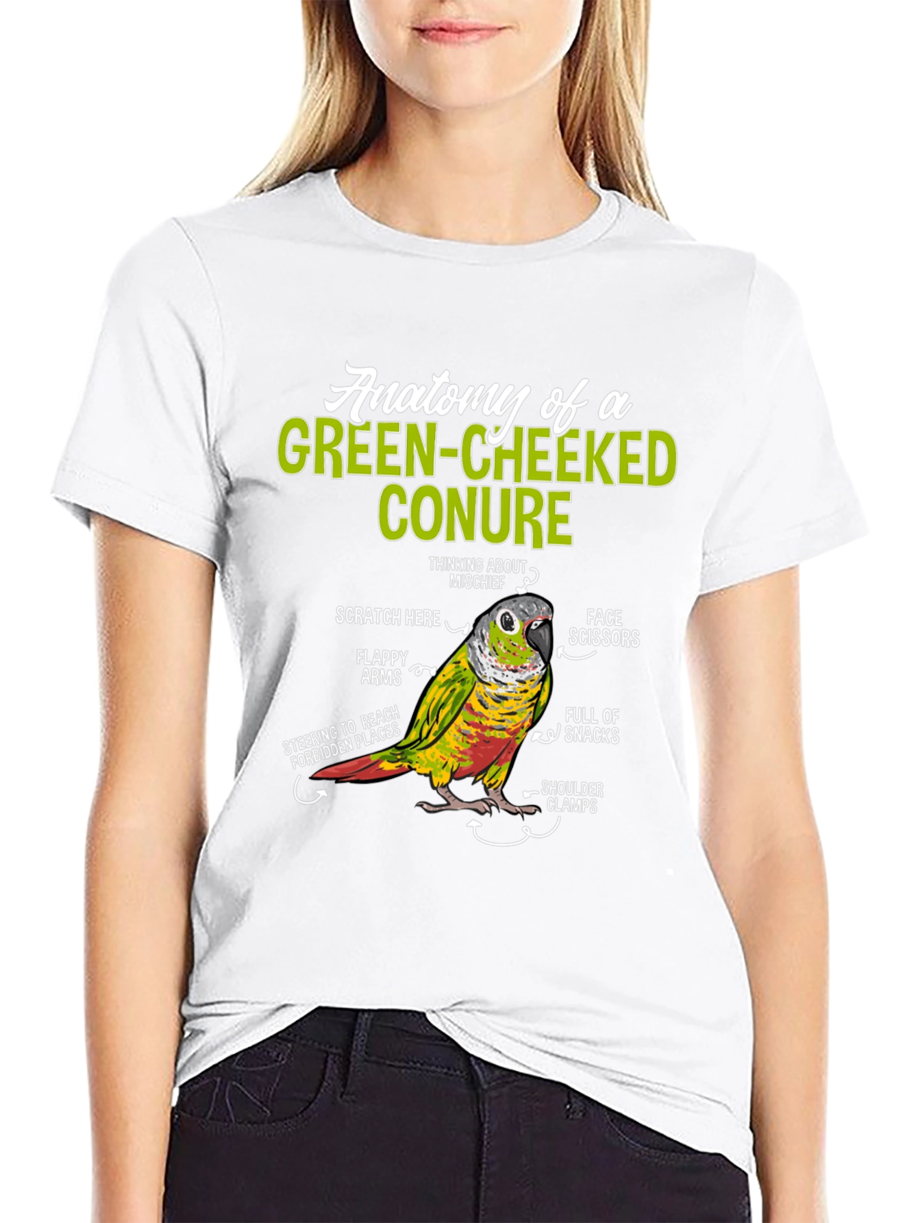 Green-Cheeked Conure Anatomy T-Shirt