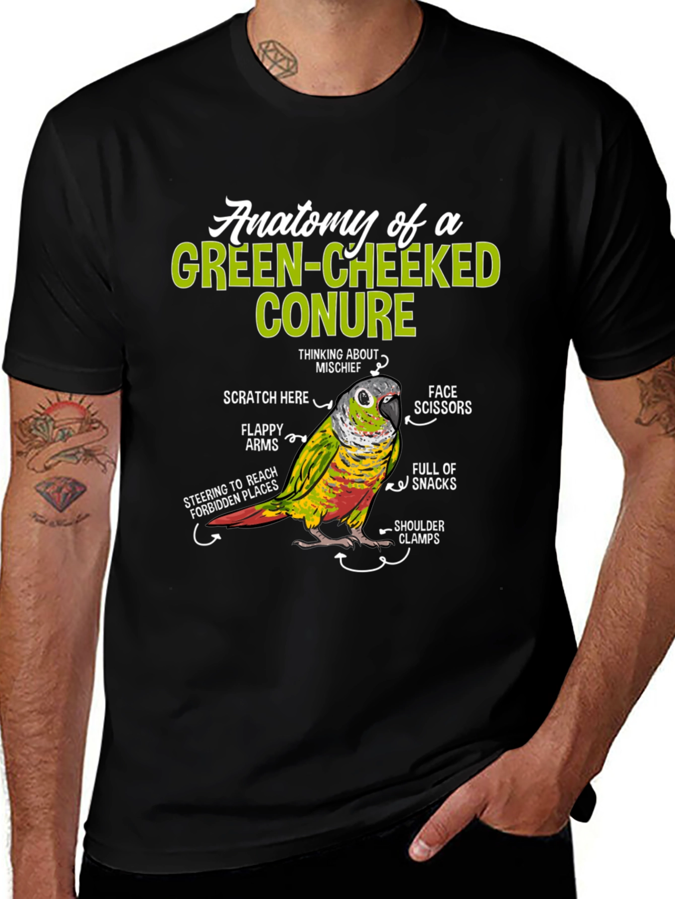 Green-Cheeked Conure Anatomy T-Shirt