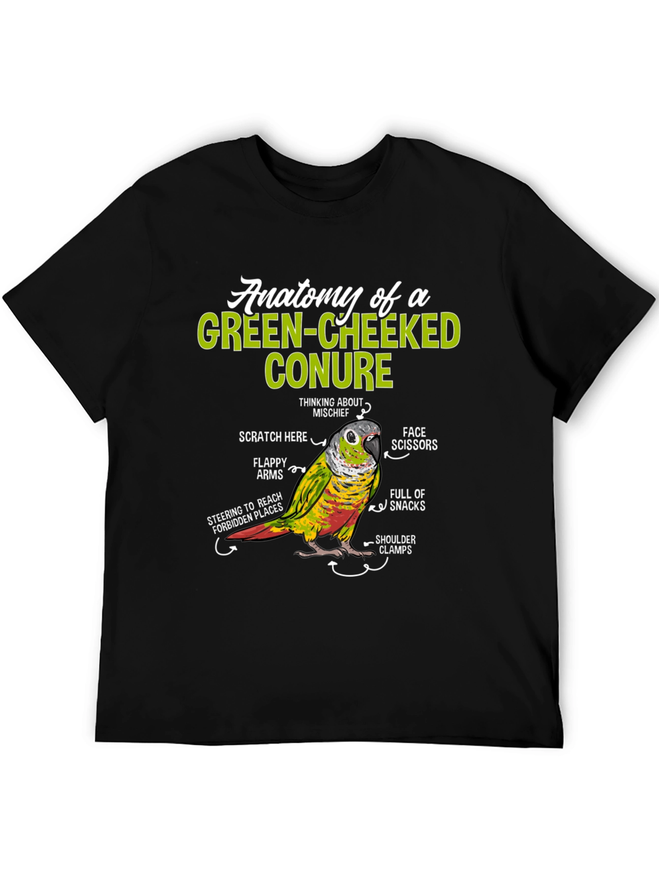 Green-Cheeked Conure Anatomy T-Shirt